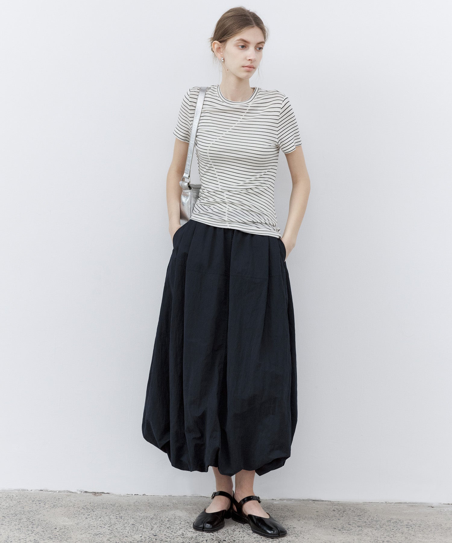 Structured Balloon Silhouette Long Skirt