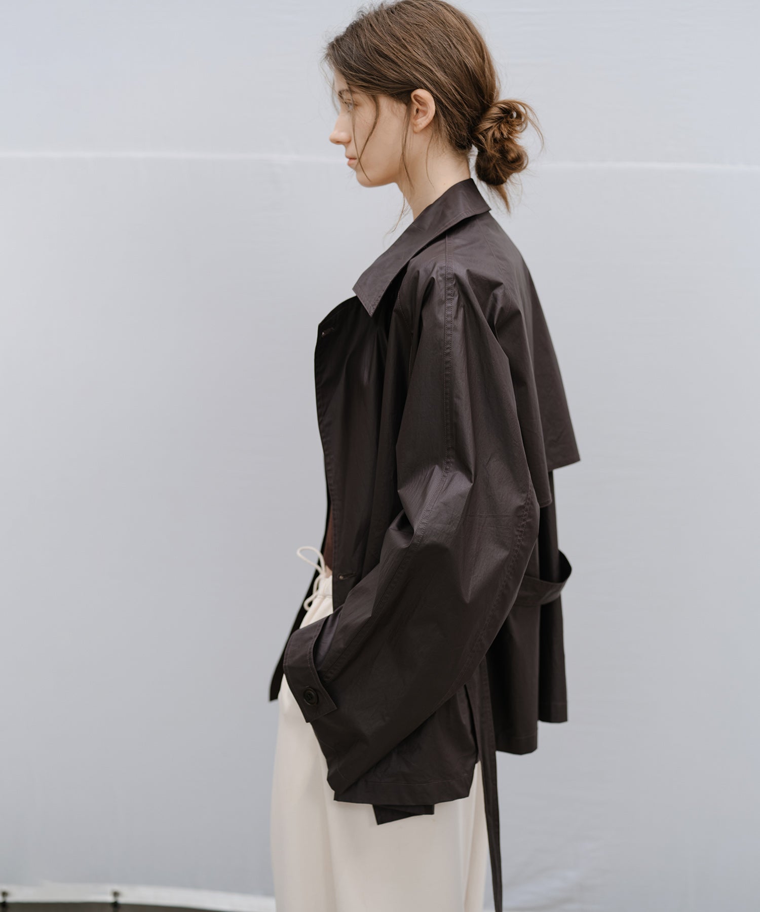 "Shipping from late February to early March" Belted Cropped Trench Jacket