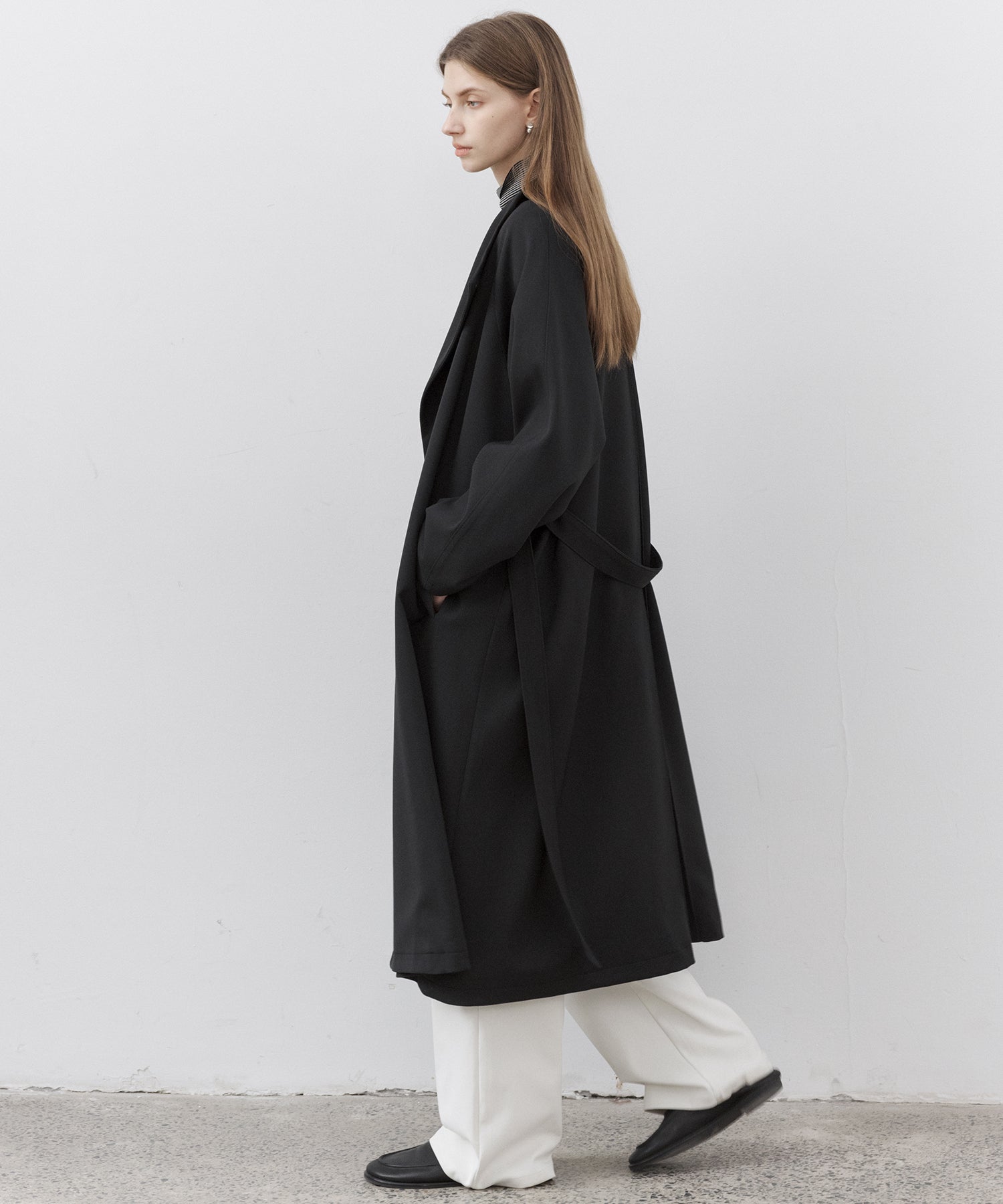 Asymmetric Collar Raglan Sleeve Long Coat
