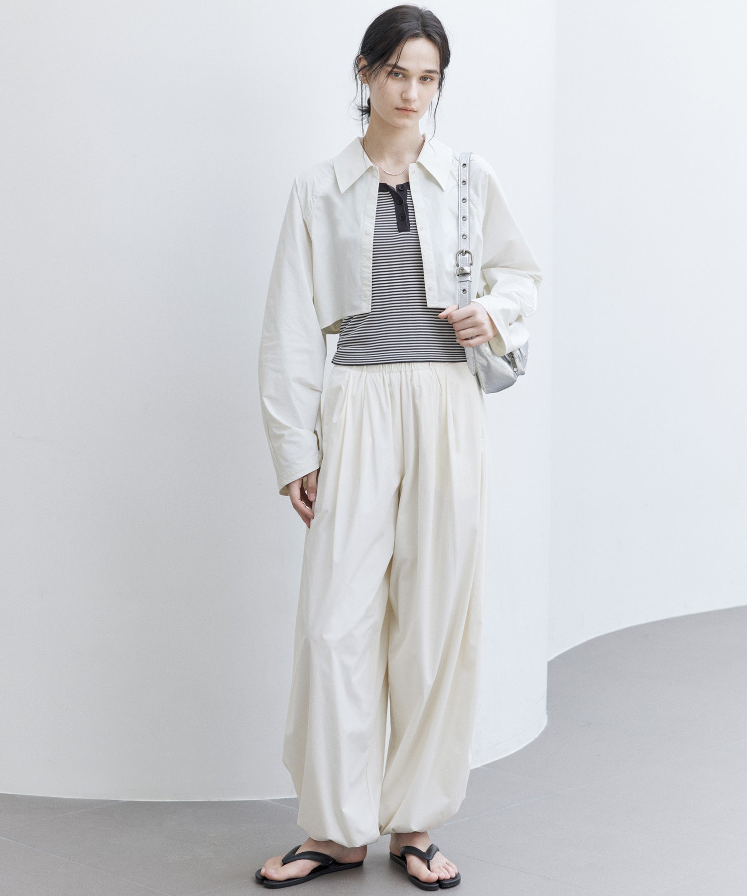 UPF50+ Cropped UV Shirt Jacket with Back Drawstring