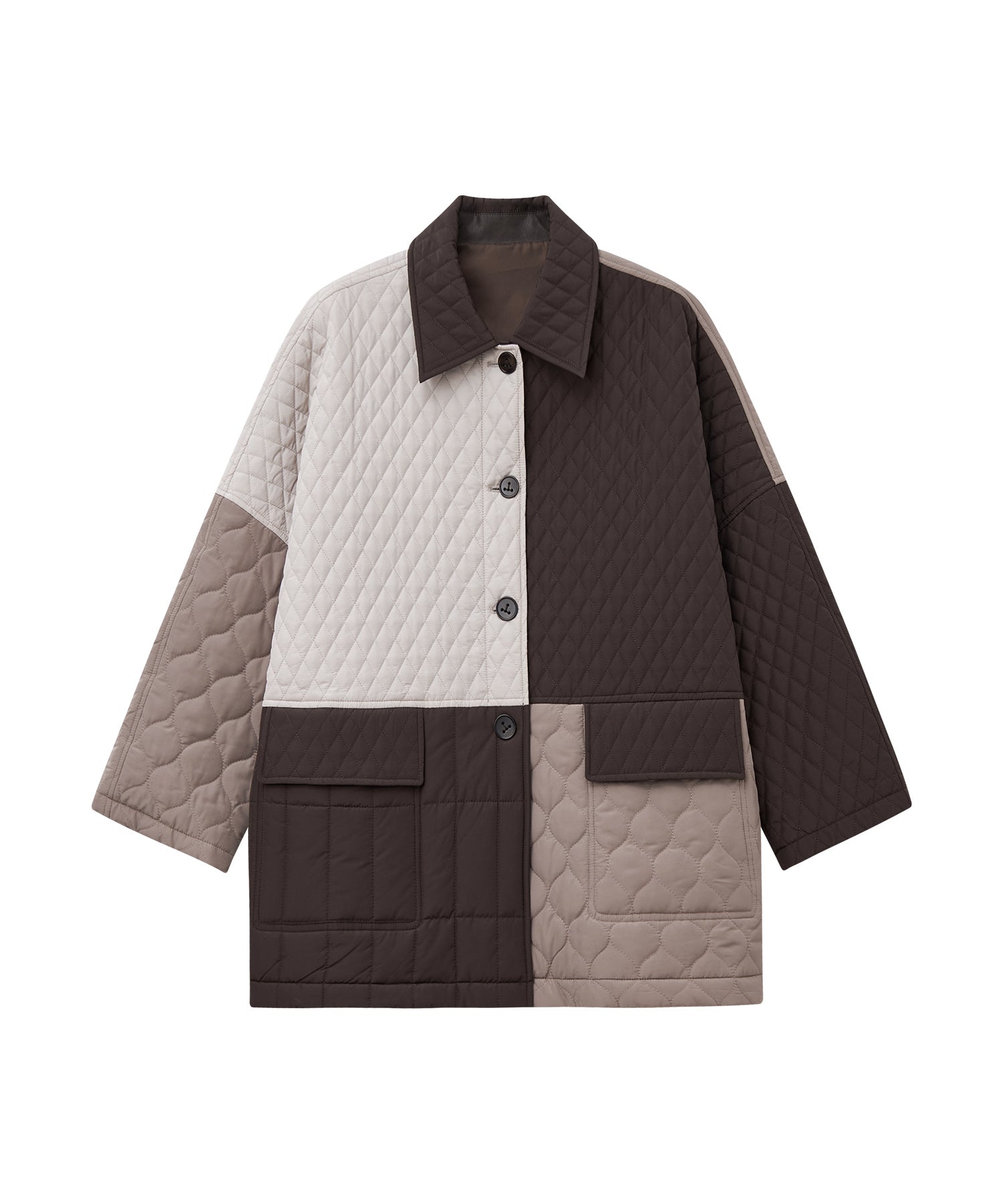 Geometric Colorblock Quilted Jacket