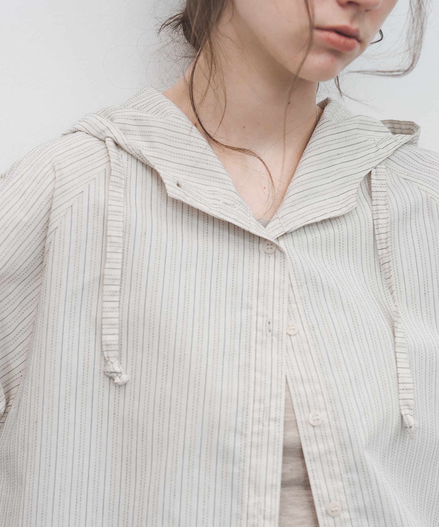 Striped Hooded Shirt Jacket – Drawstring & Relaxed Fit