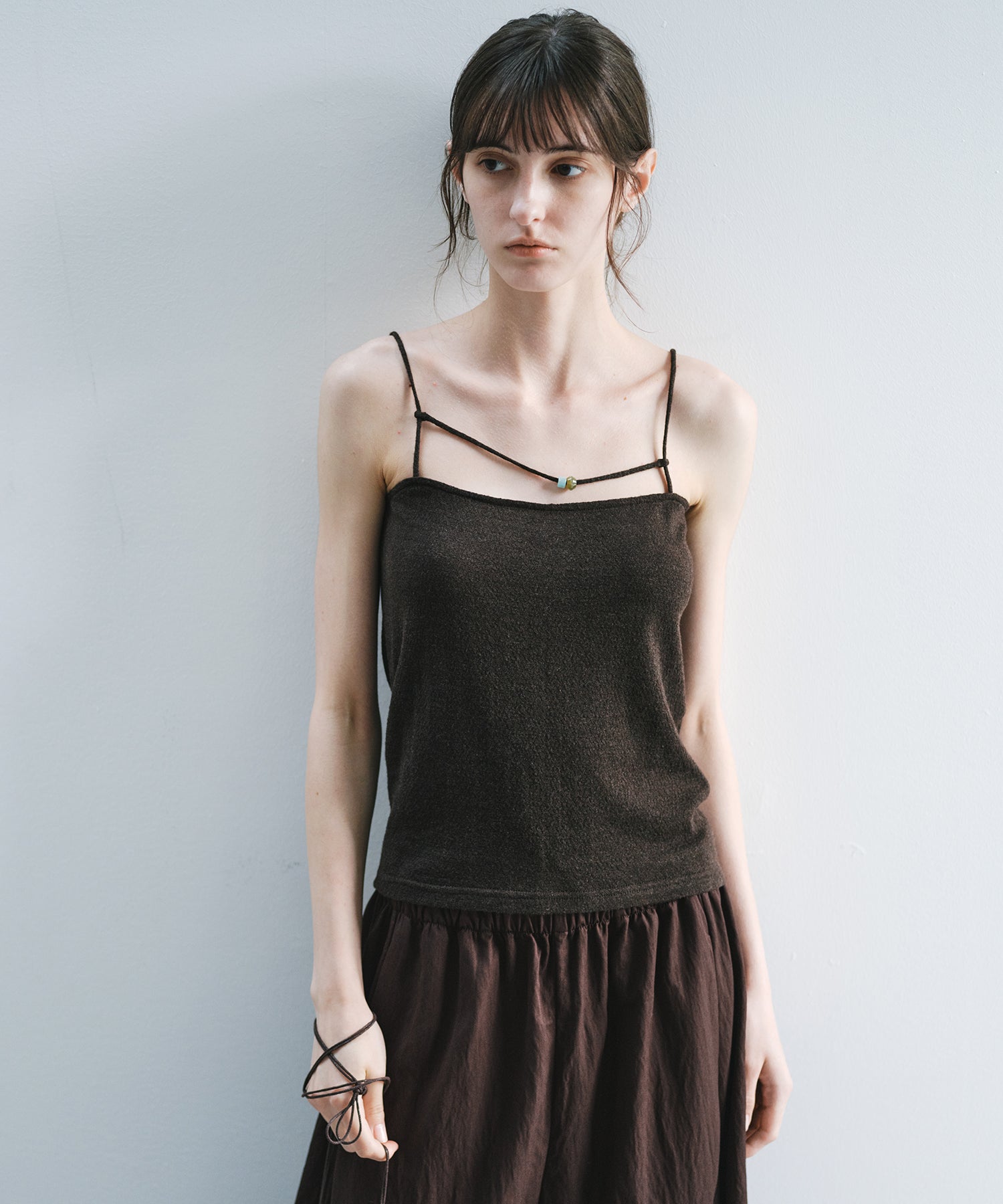 「8月中旬~下旬出荷」Wool Silk Beaded Strap Camisole