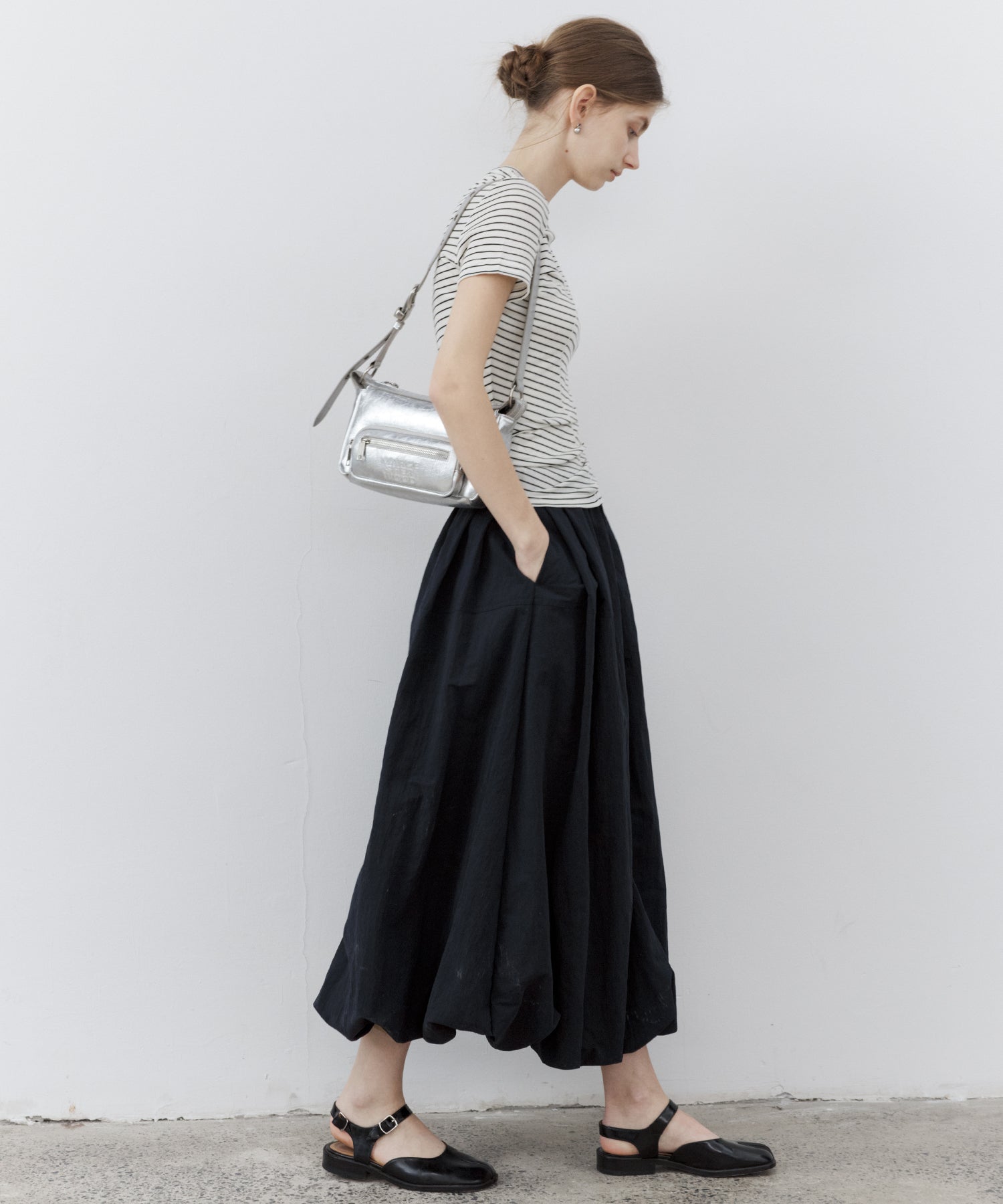 Structured Balloon Silhouette Long Skirt