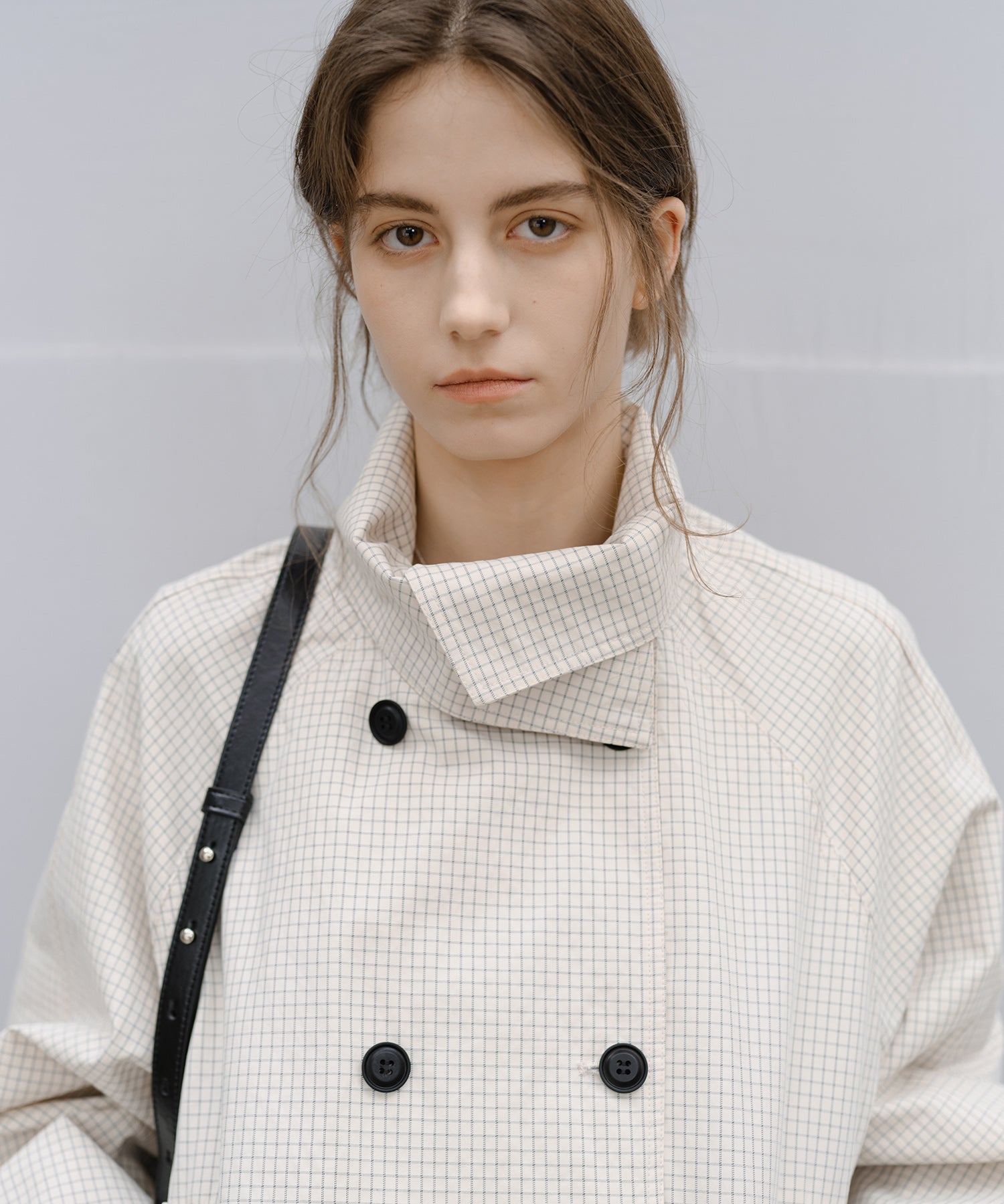 「2月下旬~3月上旬出荷」Double-Breasted Check Cropped Jacket