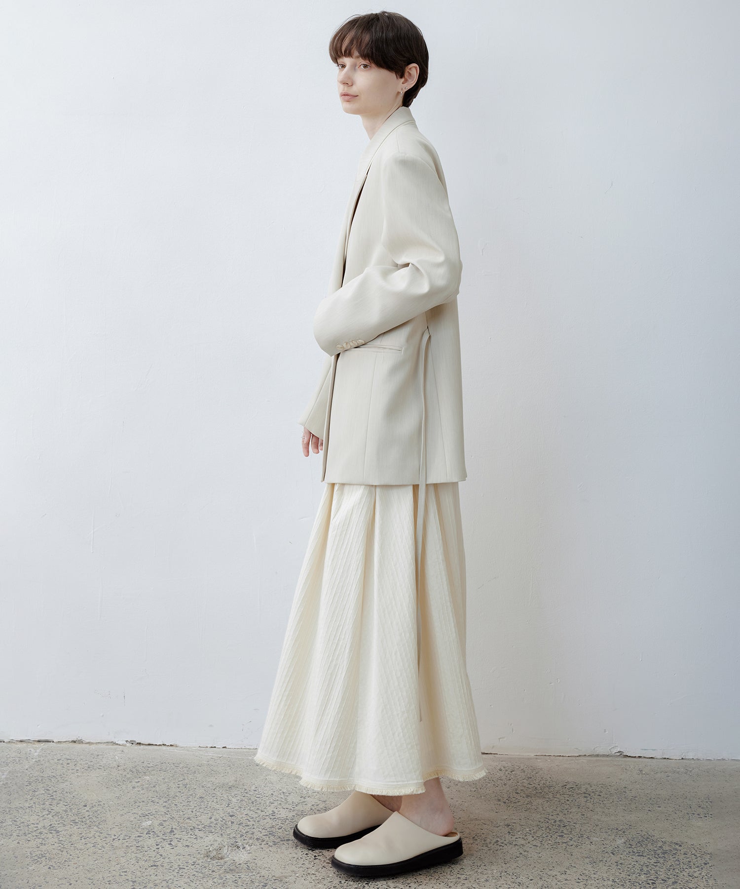 Textured Jacquard Fringe Hem A-Line Skirt