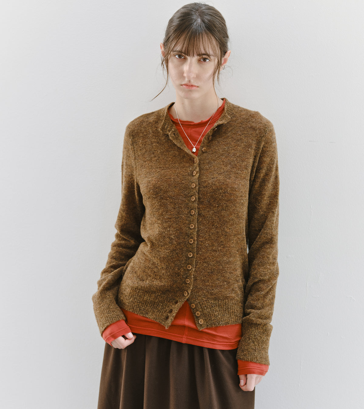 「10月下旬出荷予定」Melange Wool-Blend Multi Button Knit Cardigan