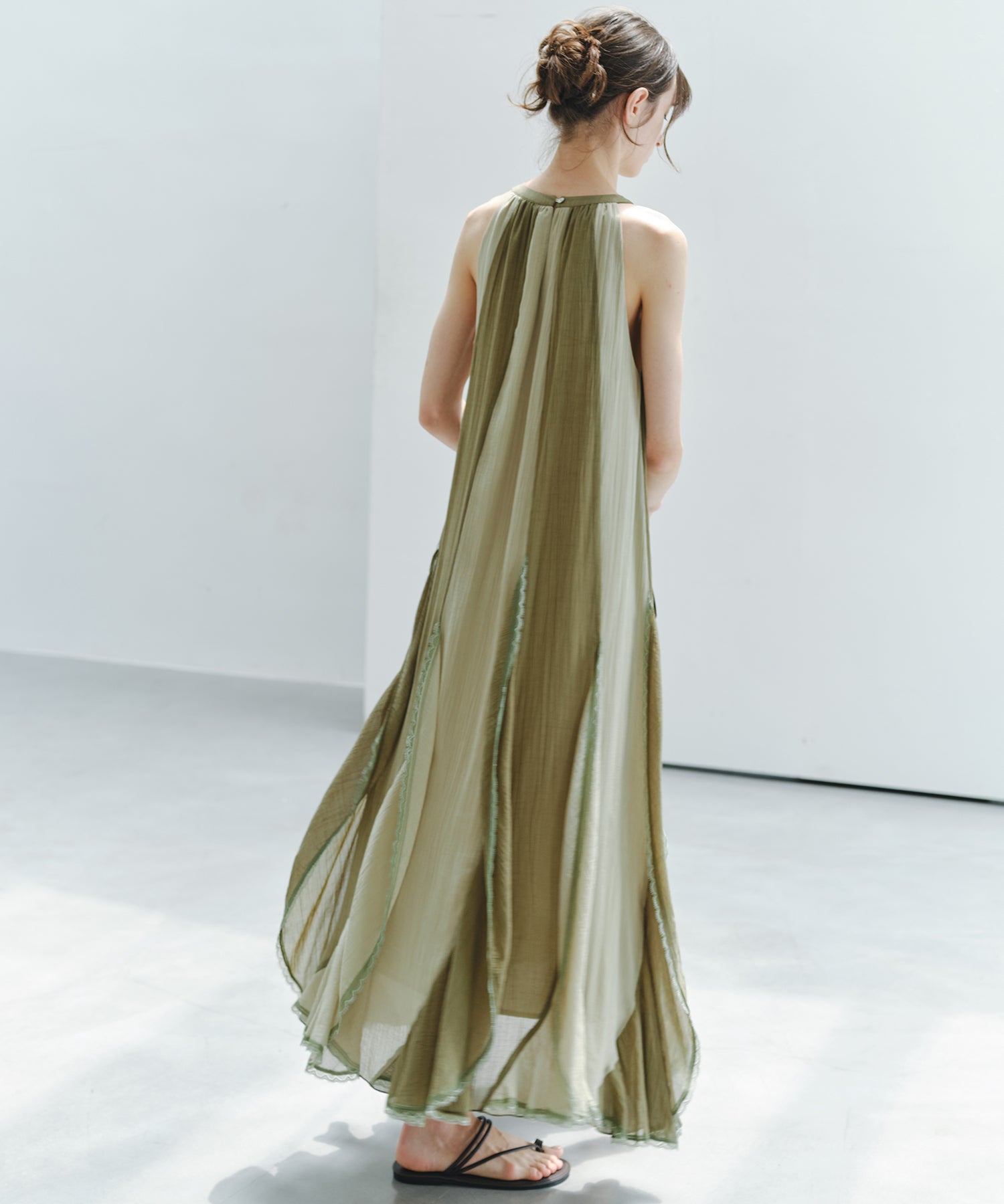 「6月上旬~中旬出荷」Color Block Layered Sleeveless Dress