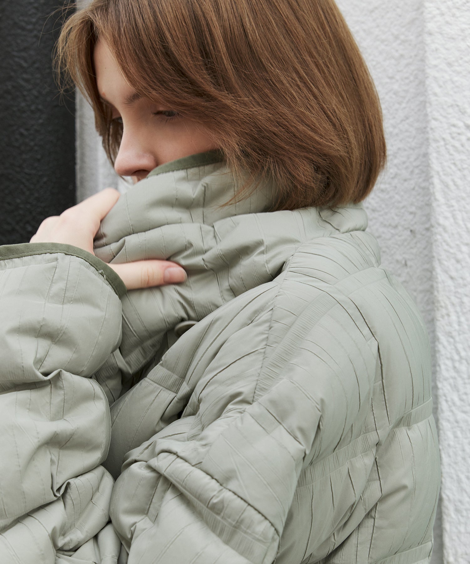 Crinkled Stand Collar Down Jacket