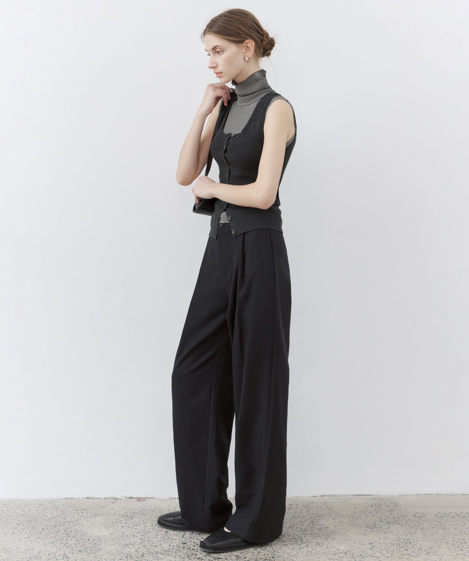 Lyocell Silk Blend High-Neck Knit Tank