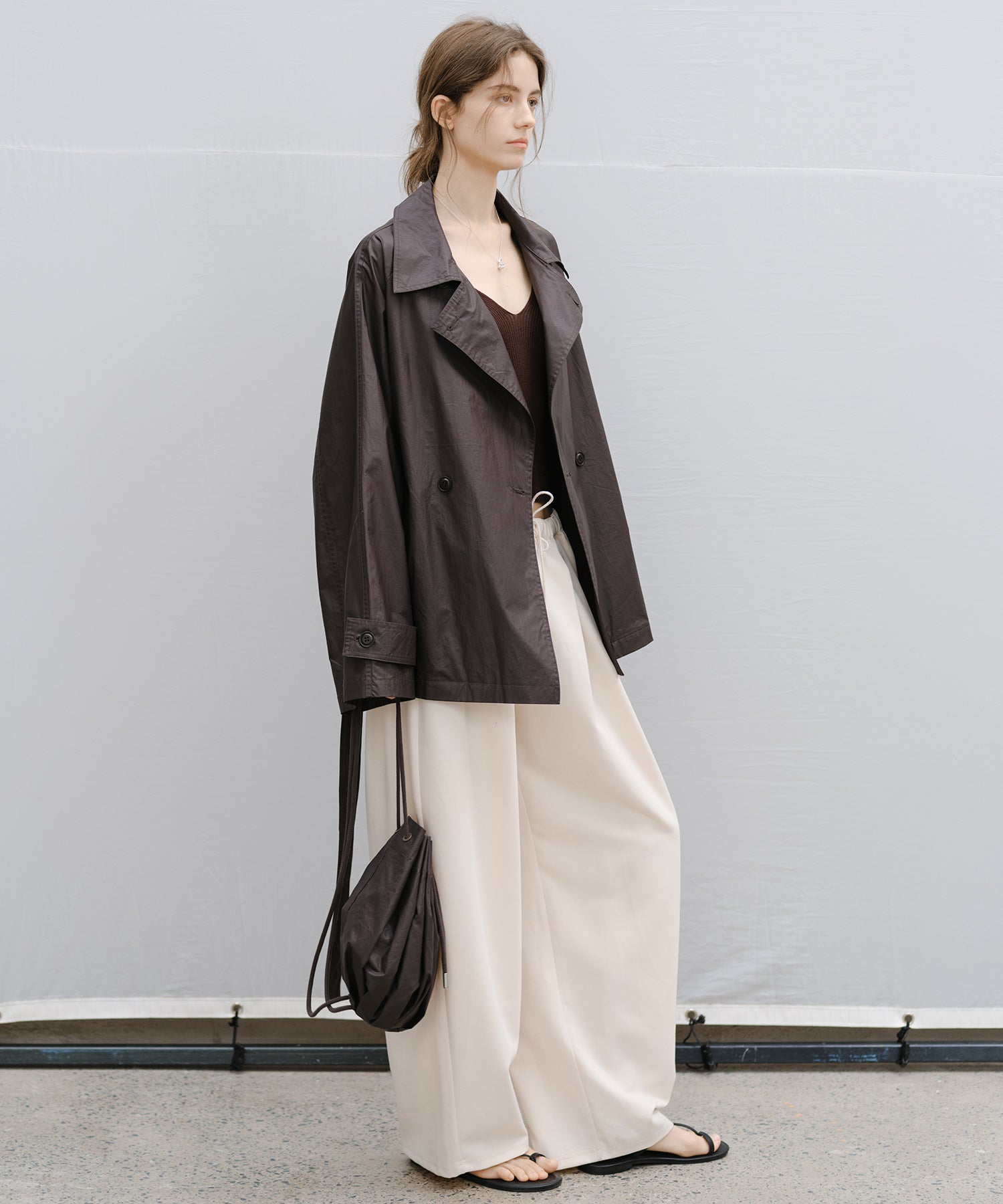 "Shipping from late February to early March" Belted Cropped Trench Jacket