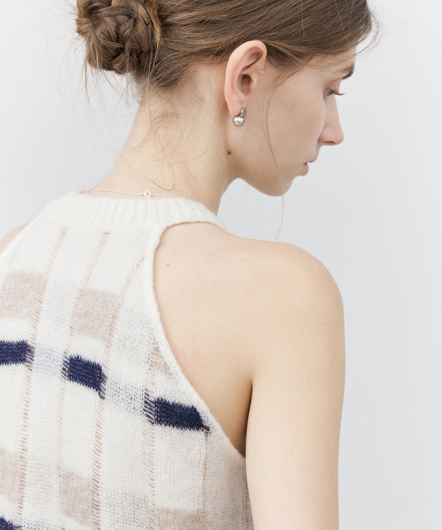 Check Jacquard V-Neck Knit Vest