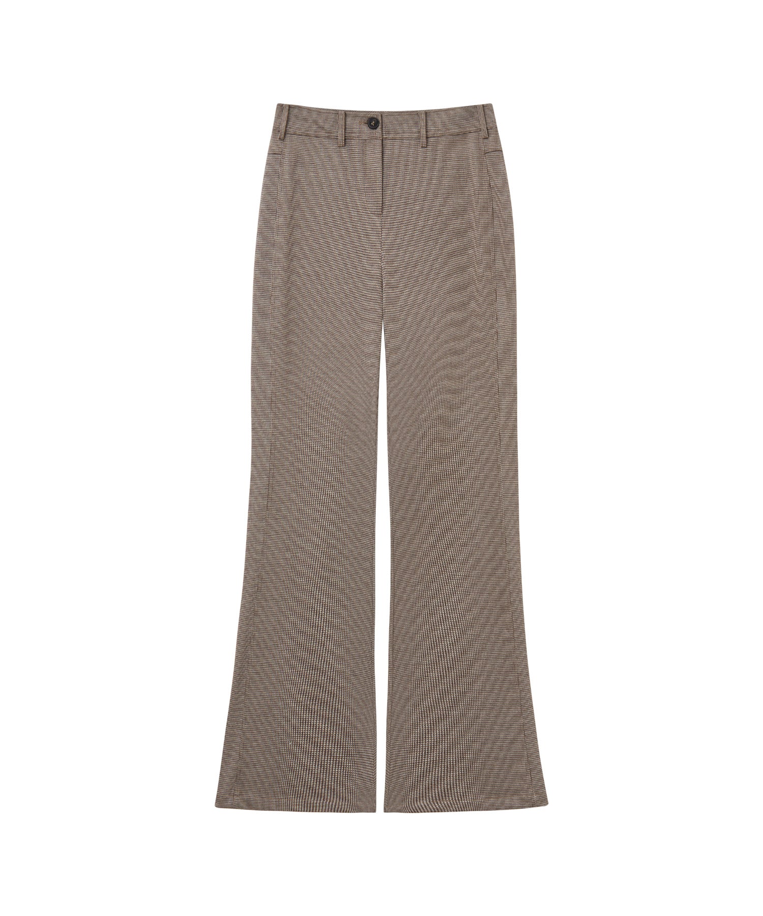 Wool Blend Check Flared Pants