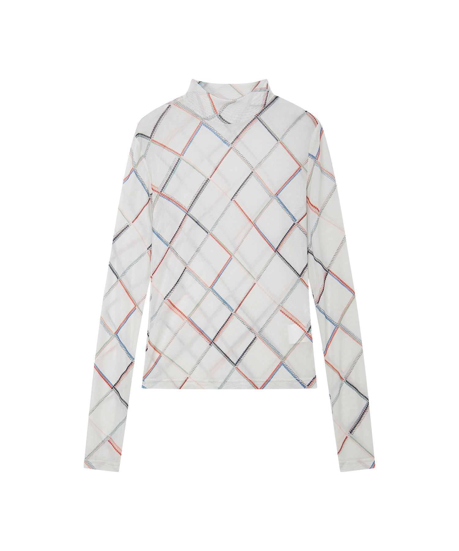 "Shipping from late February to early March" Abstract Print Sheer Mesh Top