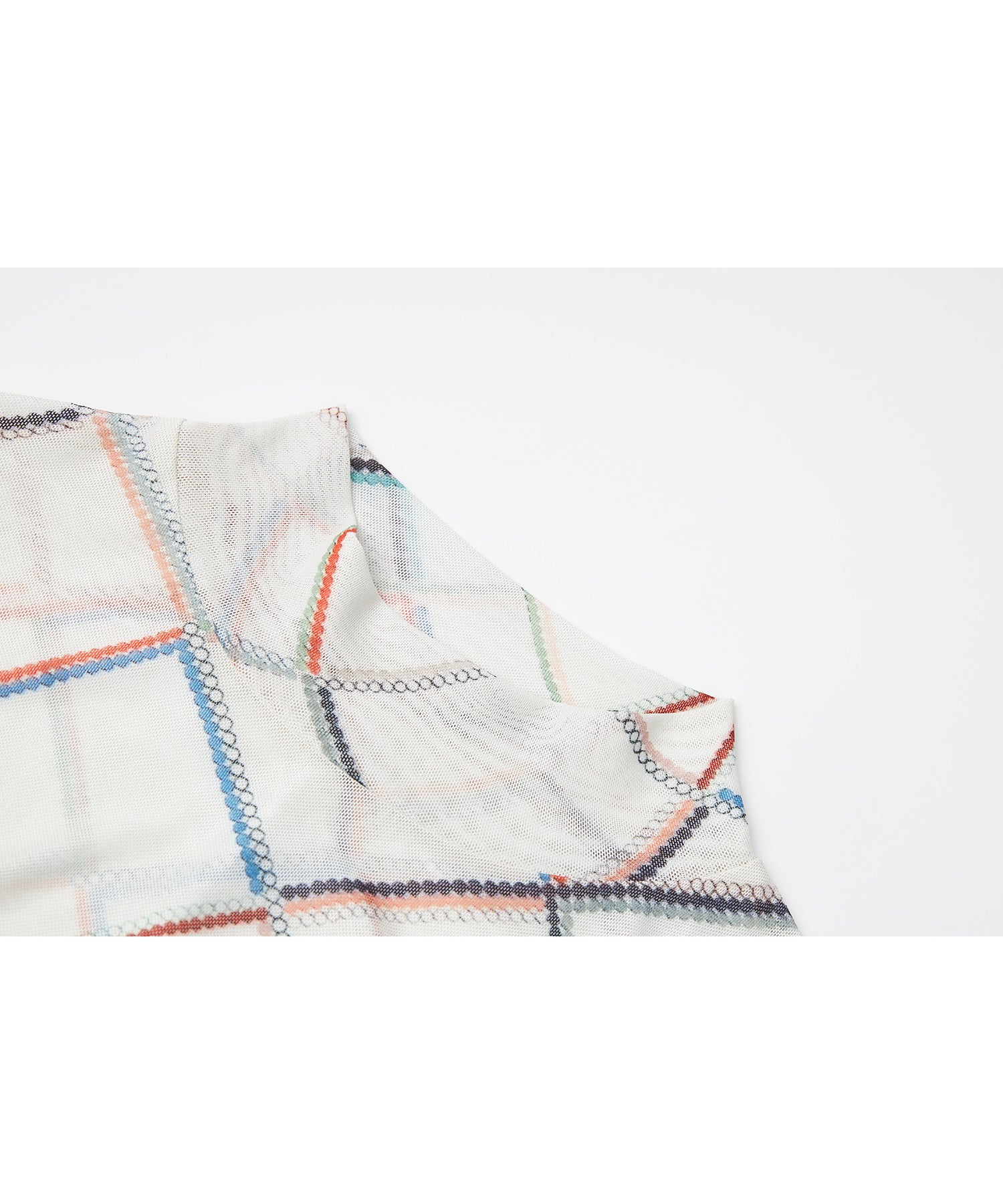 "Shipping from late February to early March" Abstract Print Sheer Mesh Top