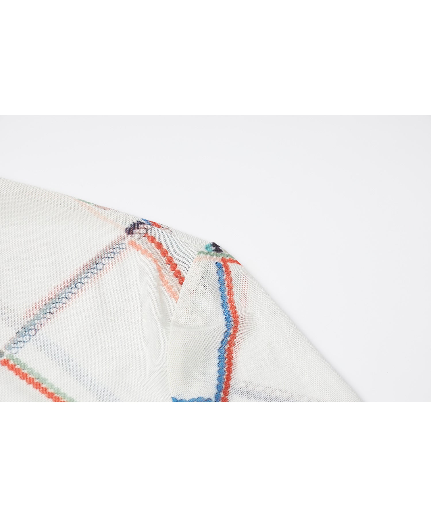 "Shipping from late February to early March" Abstract Print Sheer Mesh Top