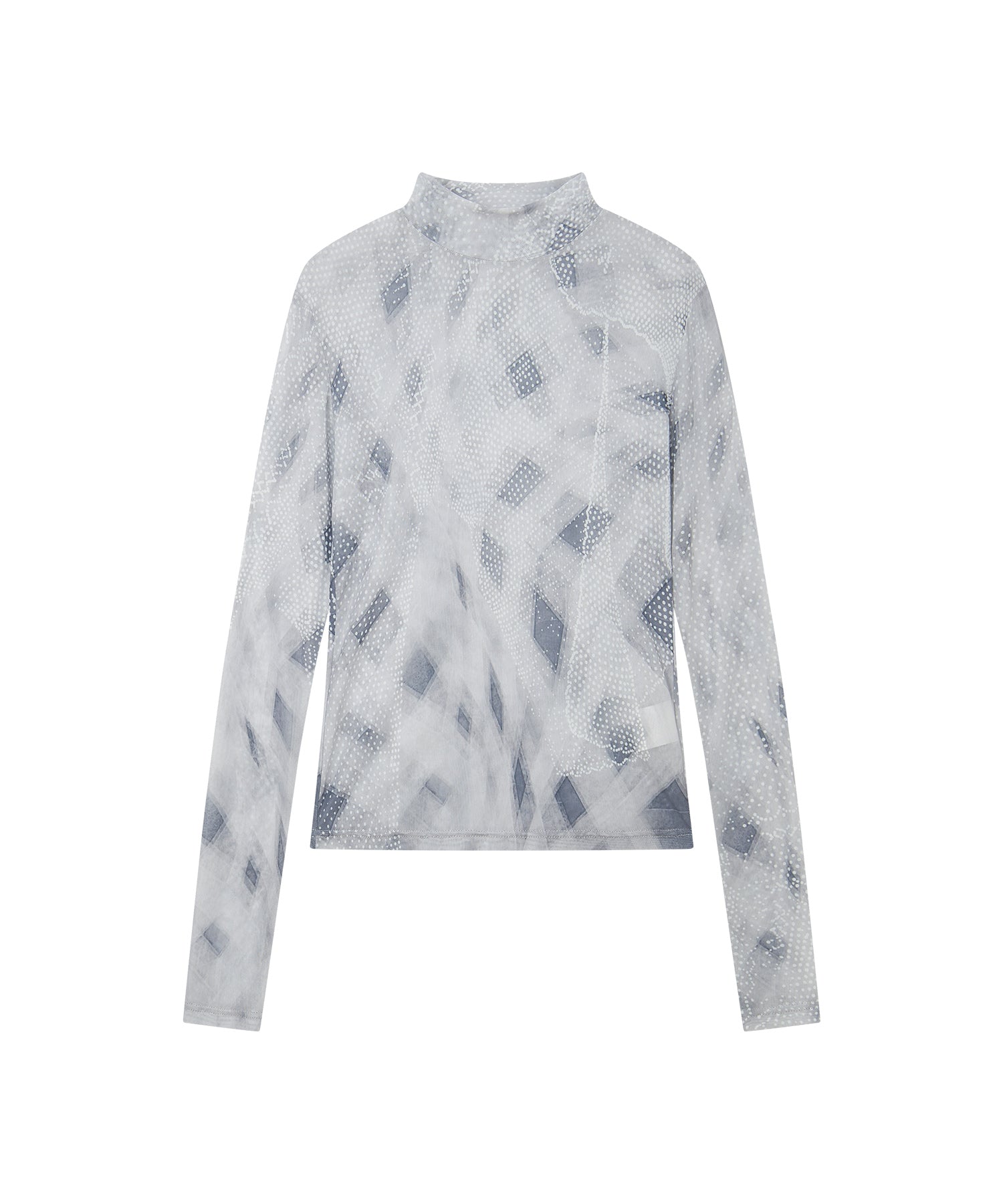 "Shipping from late February to early March" Abstract Print Sheer Mesh Top