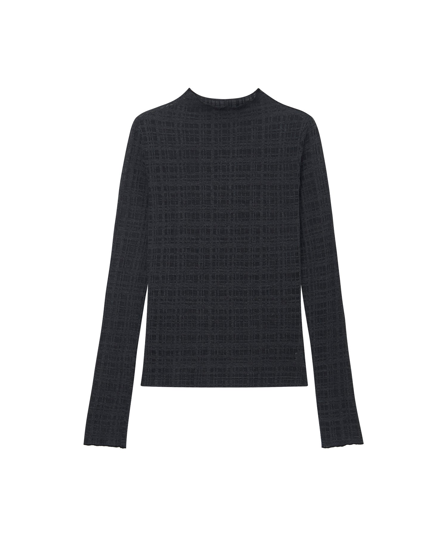 "Shipping from early to mid-March" Check Pattern Sheer Mesh Long Sleeve Top