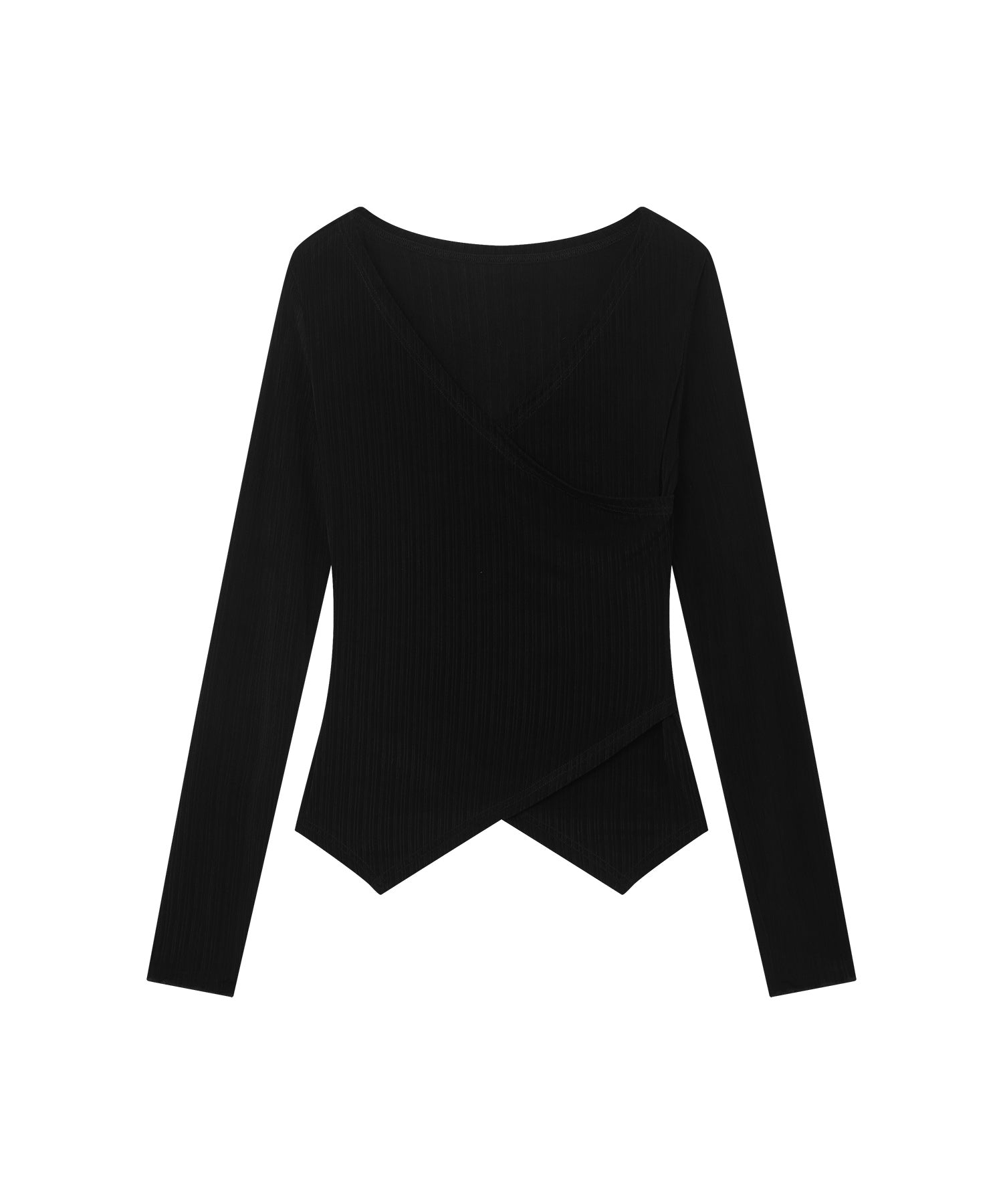 "Shipping from late February to early March" Wrap Neck Asymmetric Hem Top