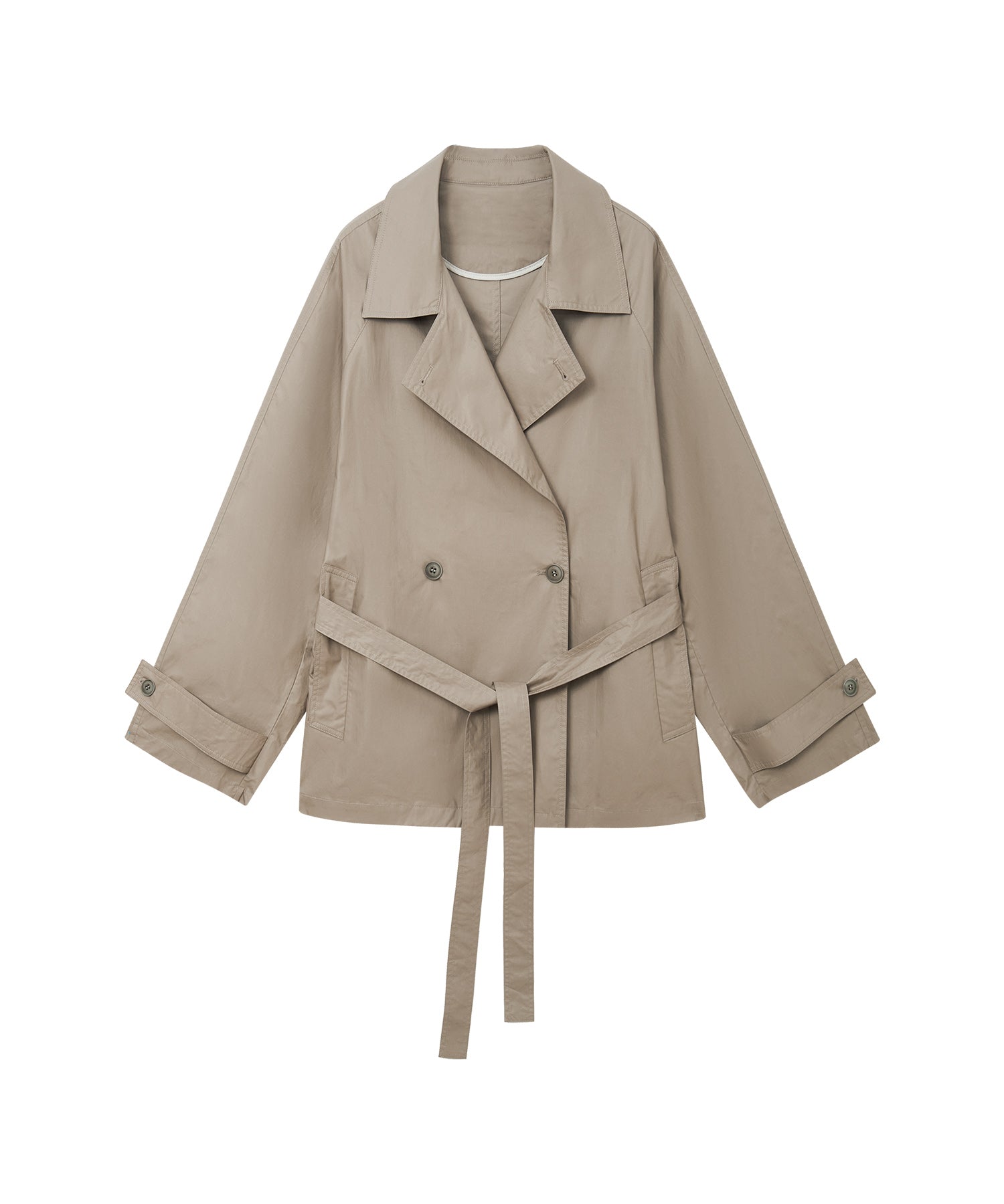 "Shipping from late February to early March" Belted Cropped Trench Jacket