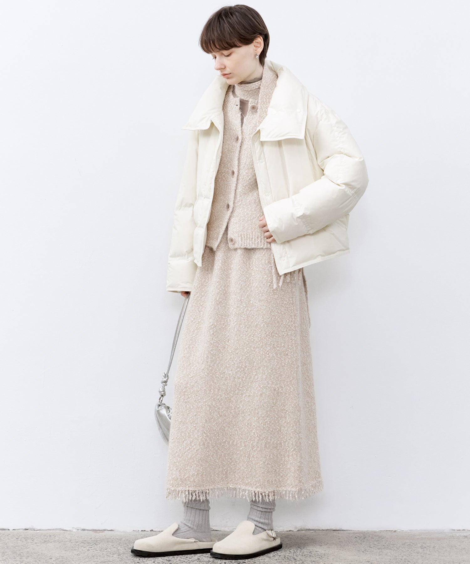 Drop Shoulder Short Puffer with Shaped Waist Design