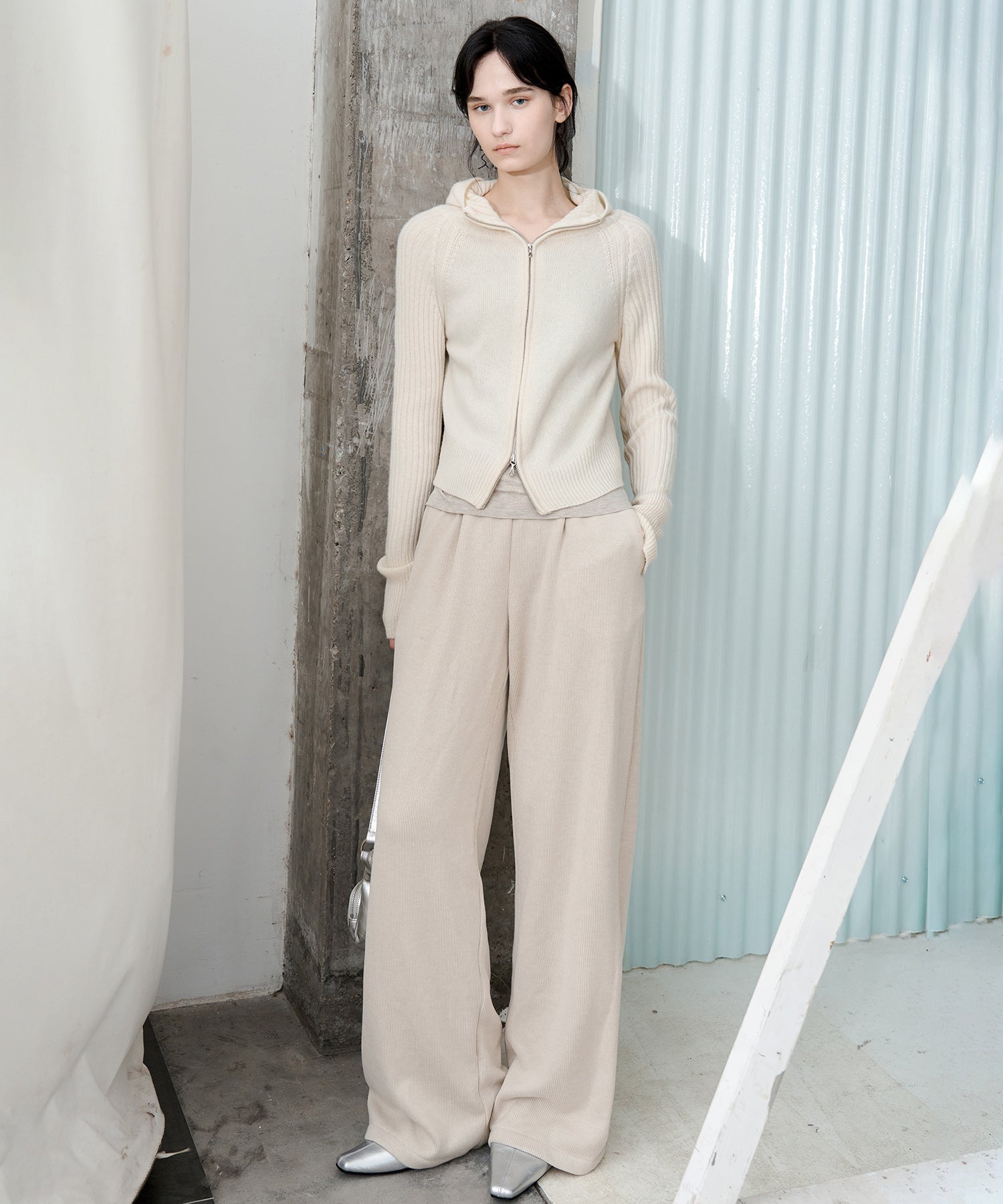 Knit Fleece Drawstring Wide Pants