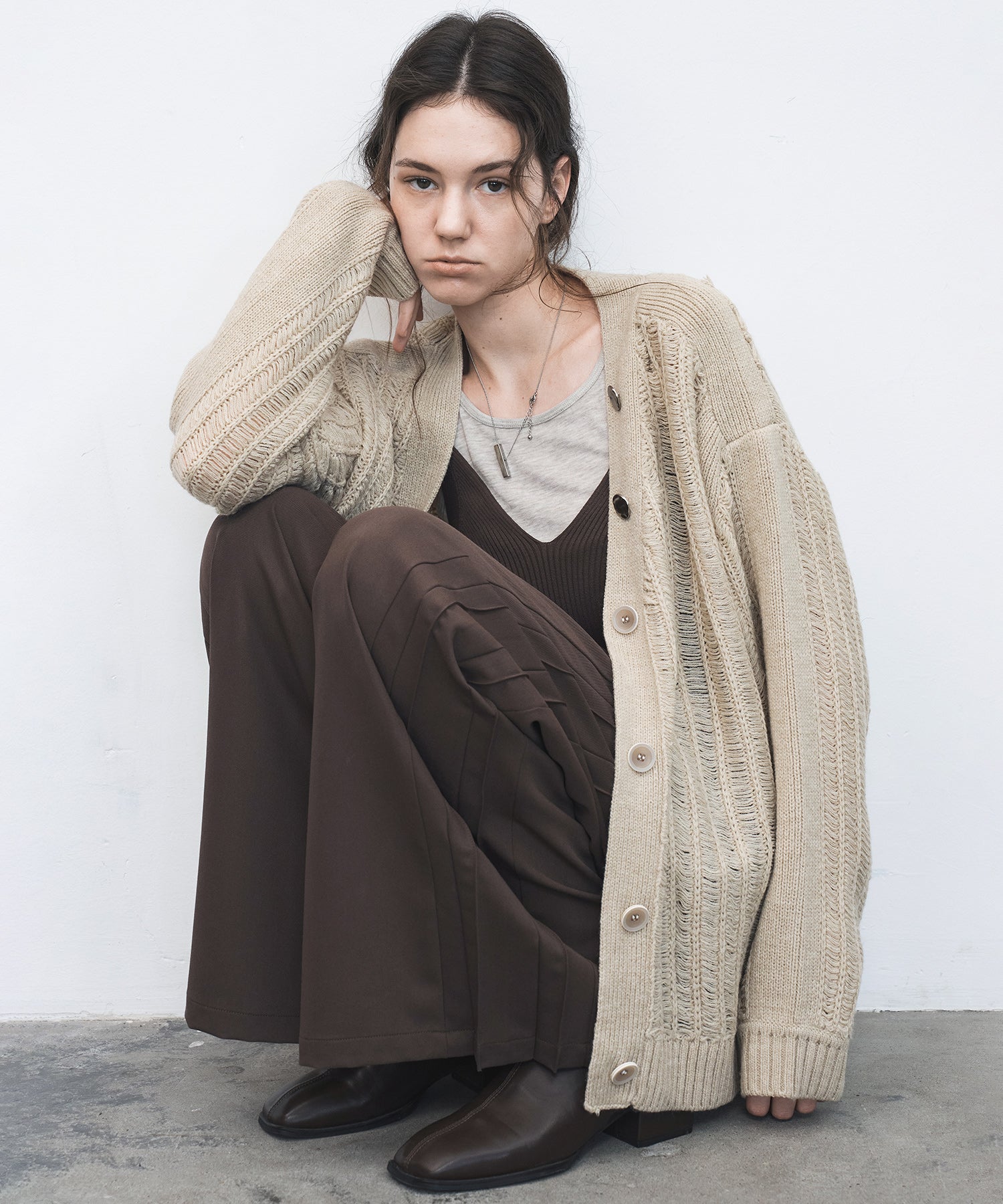 3D Textured Knit Loose Fit Cardigan