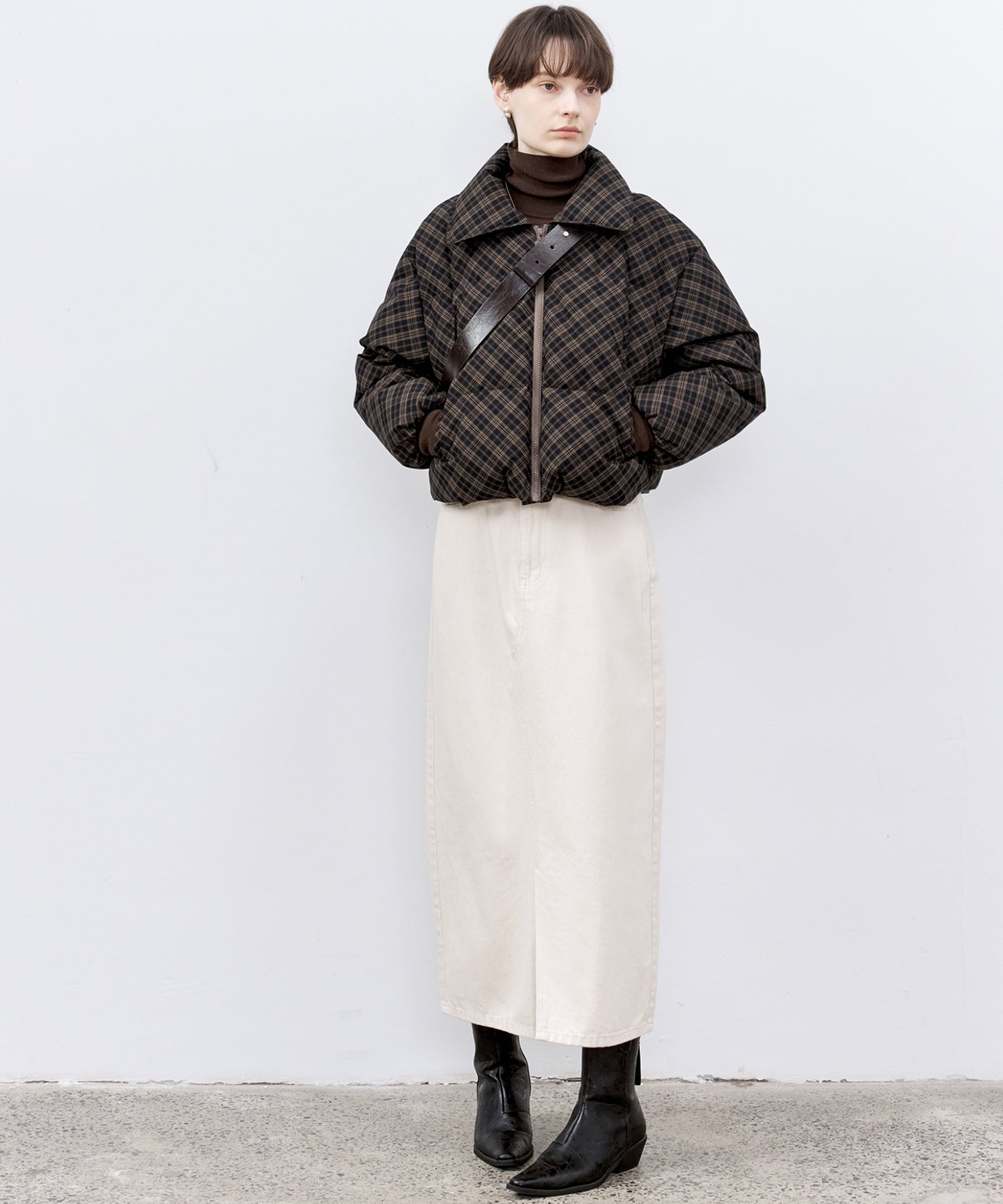 Check Pattern Down Coat
