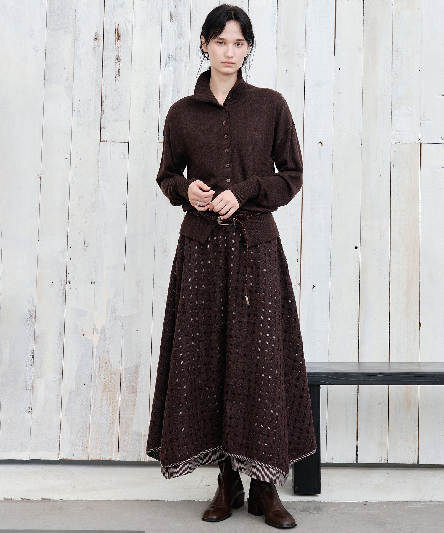 High Neck Lightweight Knit Cardigan Sweater