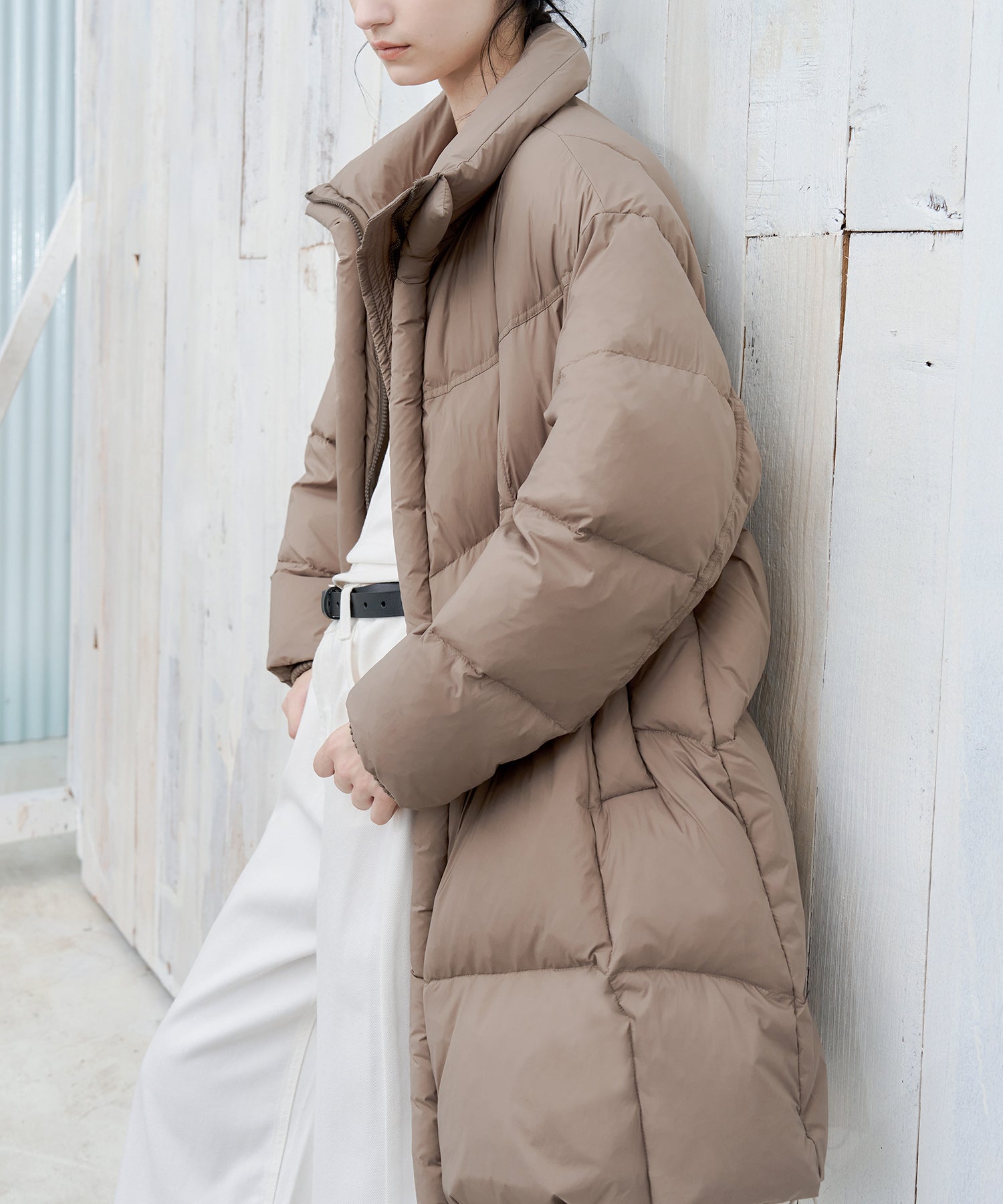 Mid-Length Stand Collar Hooded Oversize Down Coat