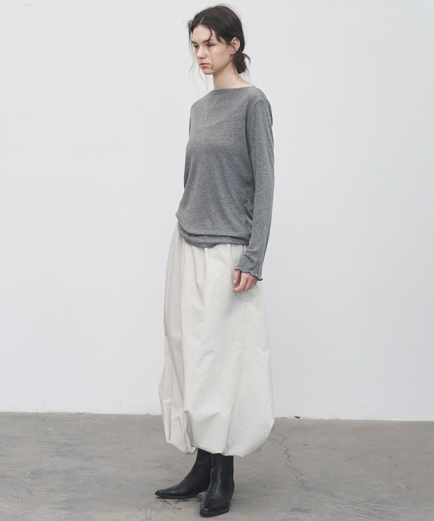 Twist-Detail Striped Balloon Skirt