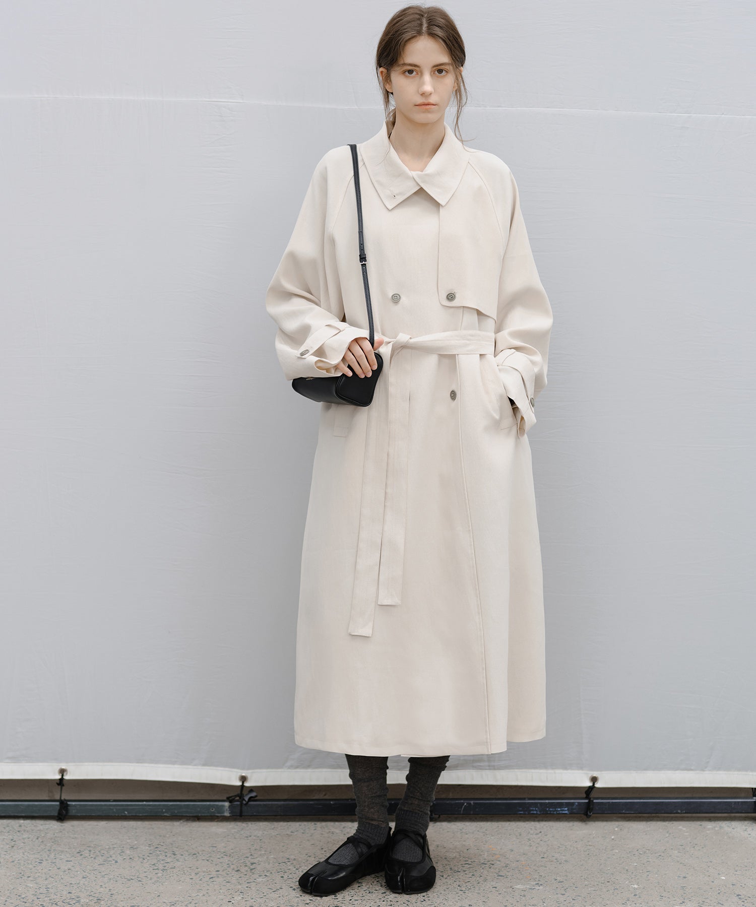 Stand Collar Belted Long Trench Coat