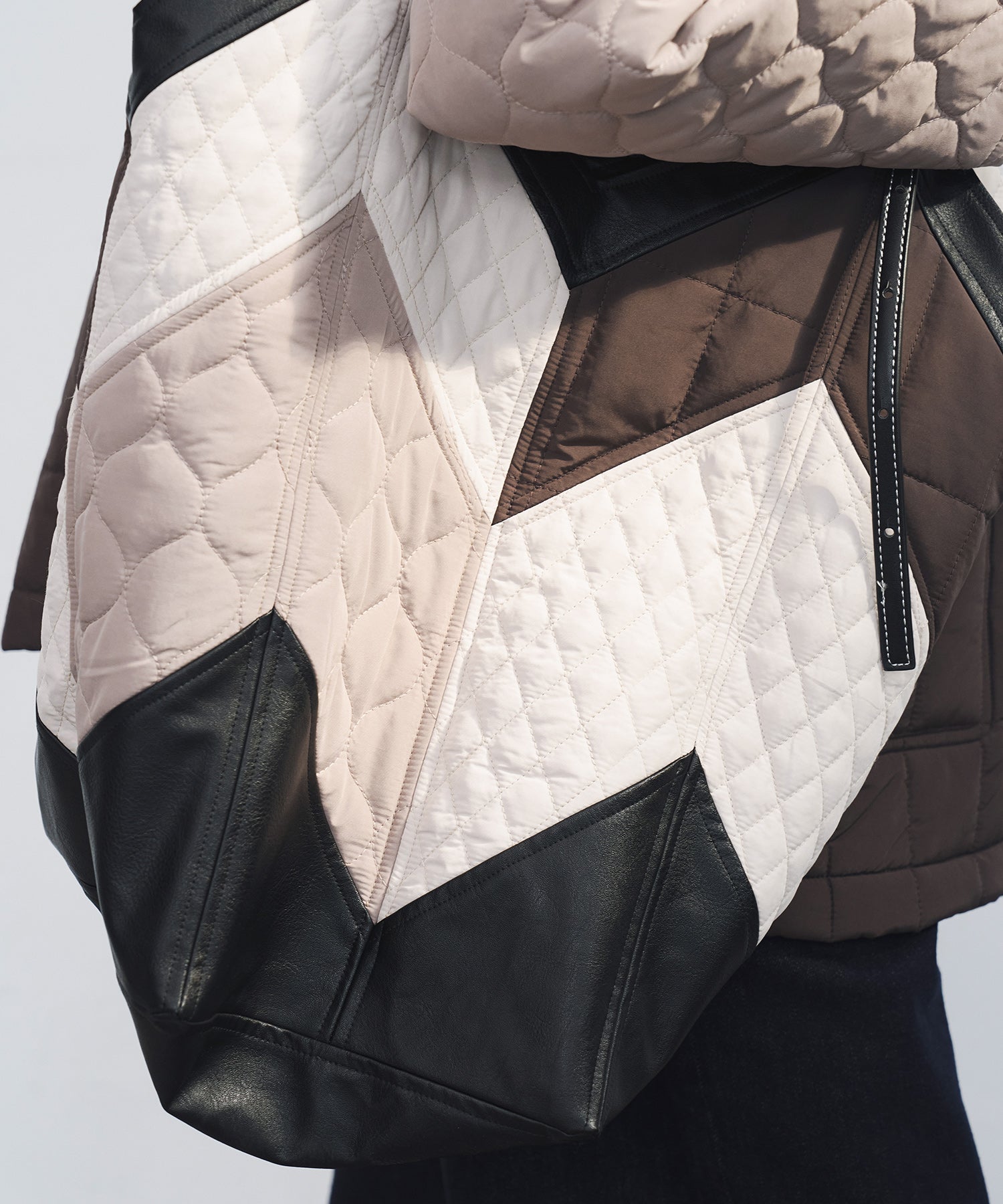 Geometric Colorblock Quilted Tote Bag
