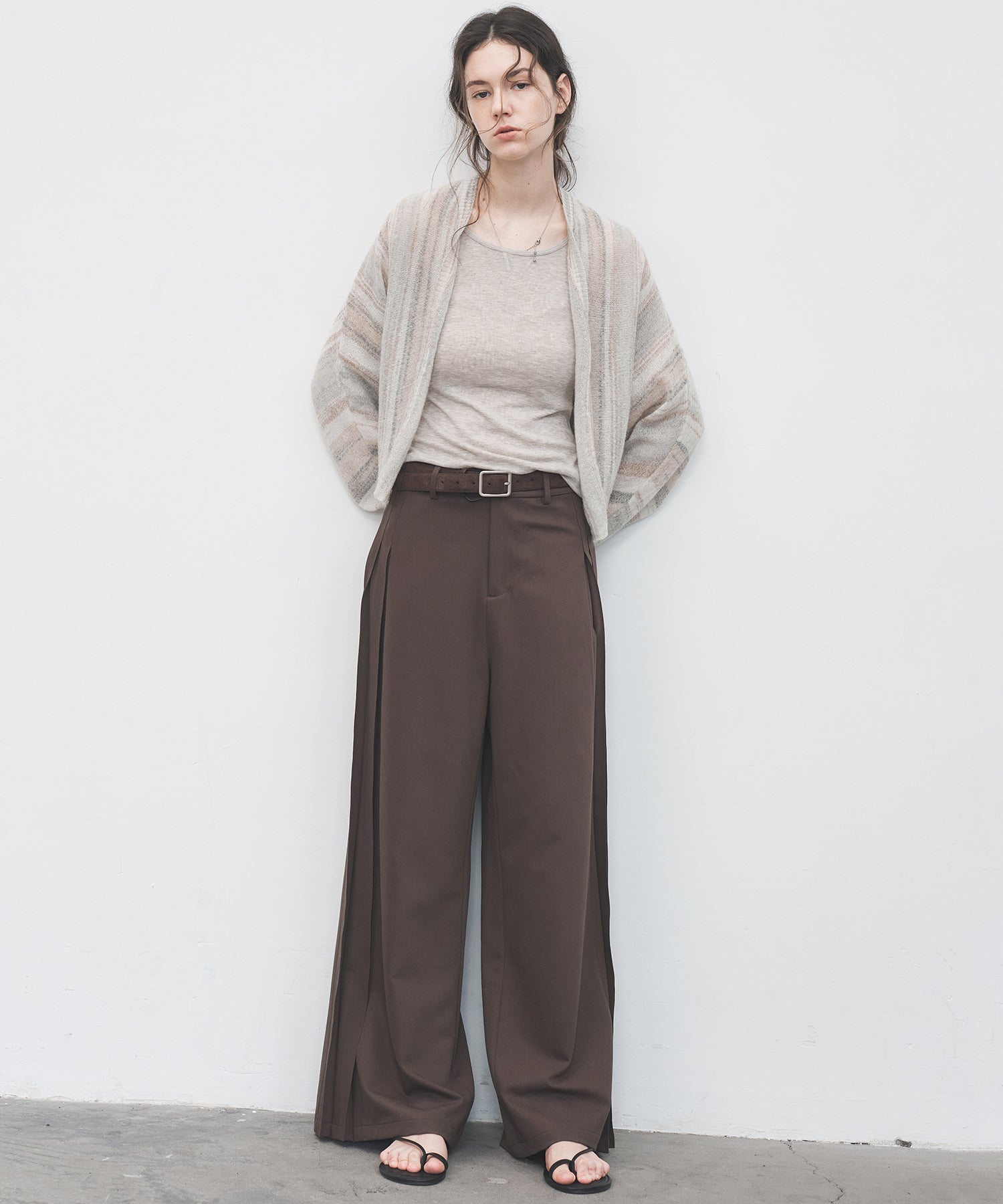 Accordion Pleat Wide-Leg Trousers