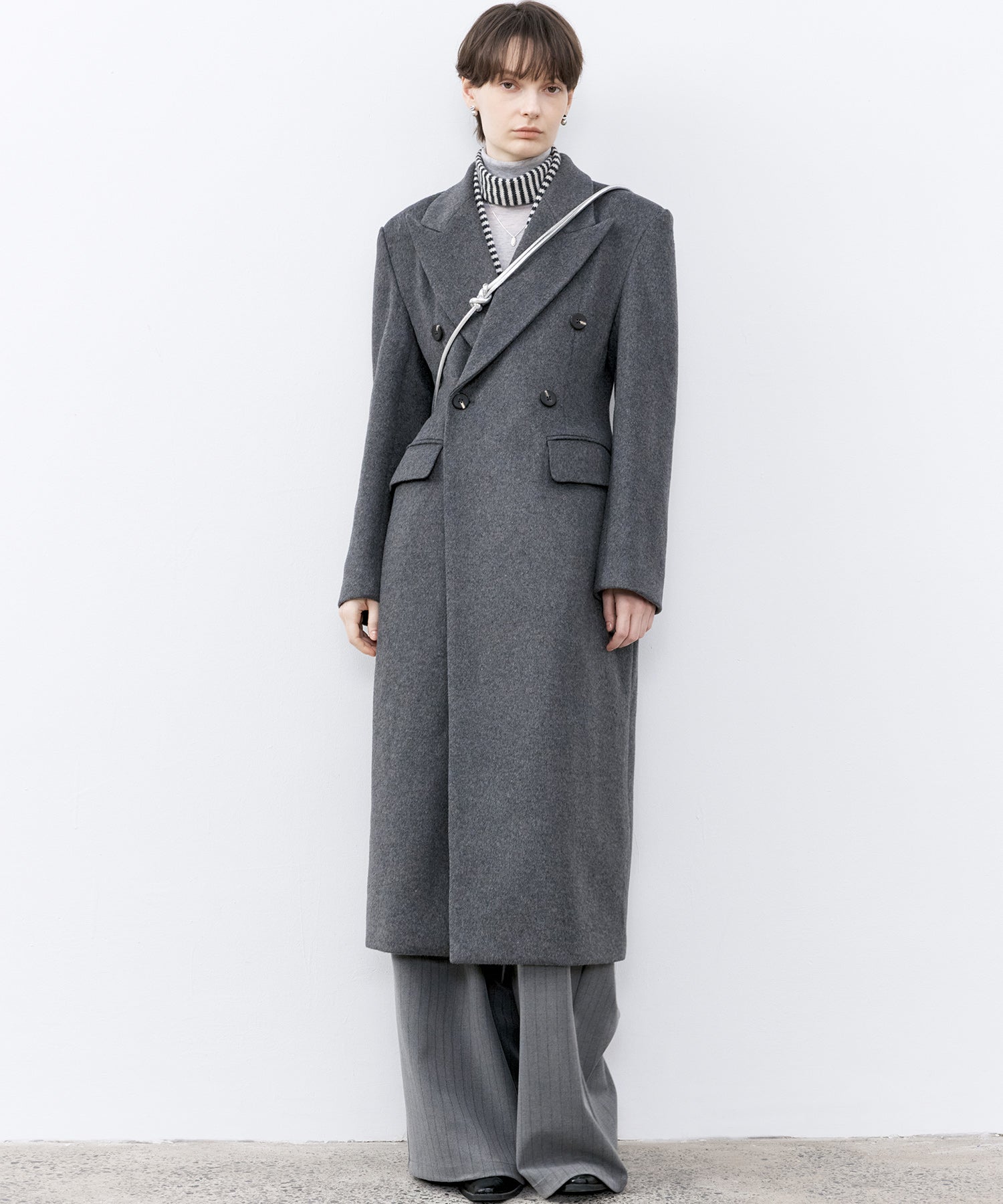 High-Waisted Striped Wide Slacks