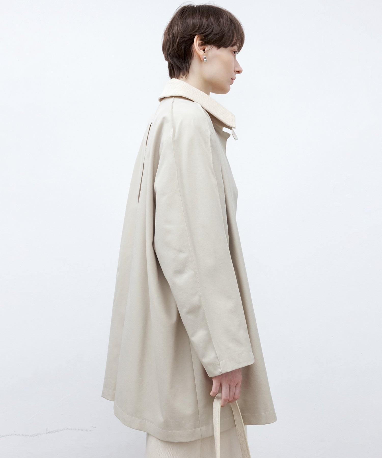 Oversized Corduroy Color-Block Long Coat
