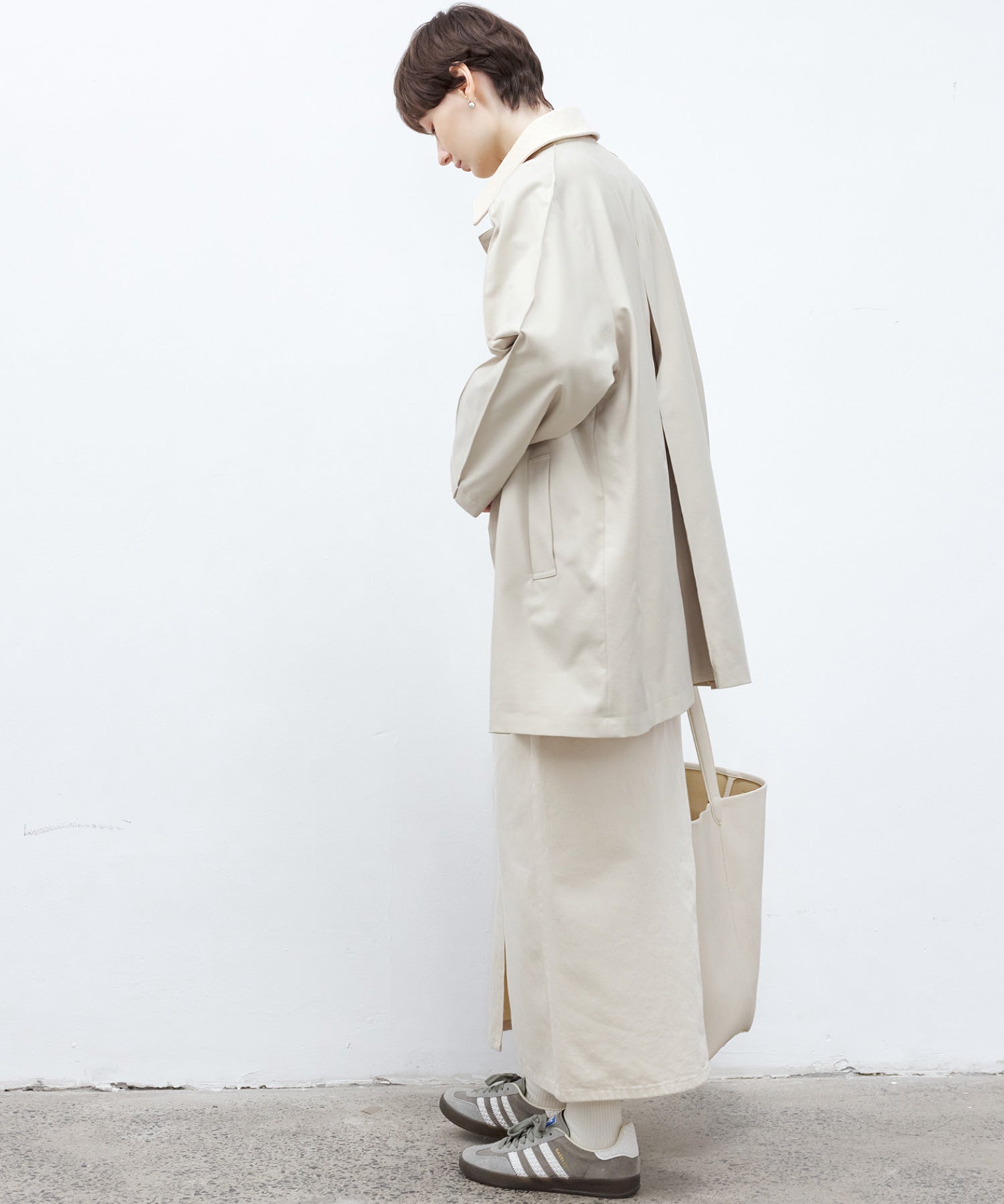 Oversized Corduroy Color-Block Long Coat