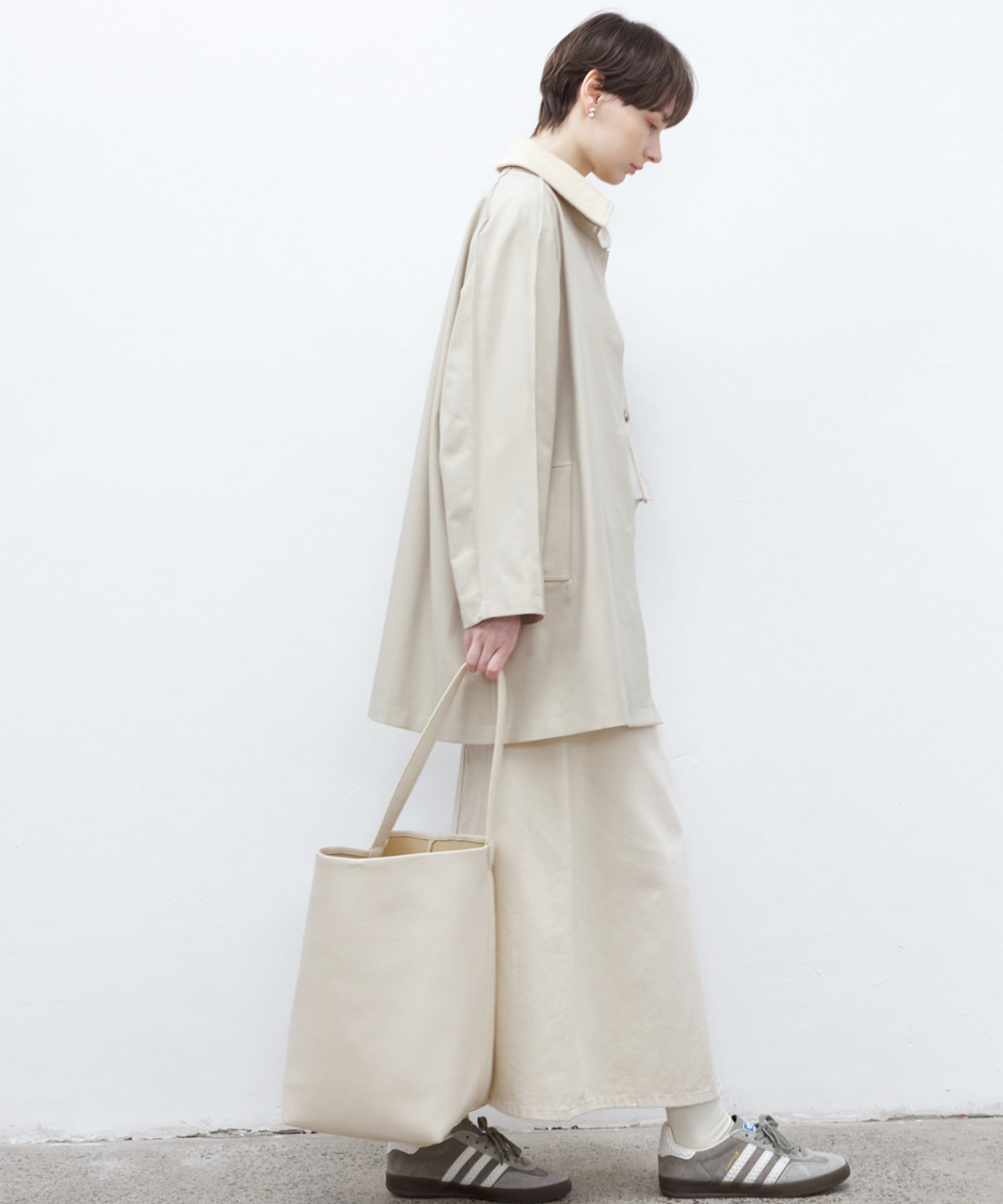 Oversized Corduroy Color-Block Long Coat