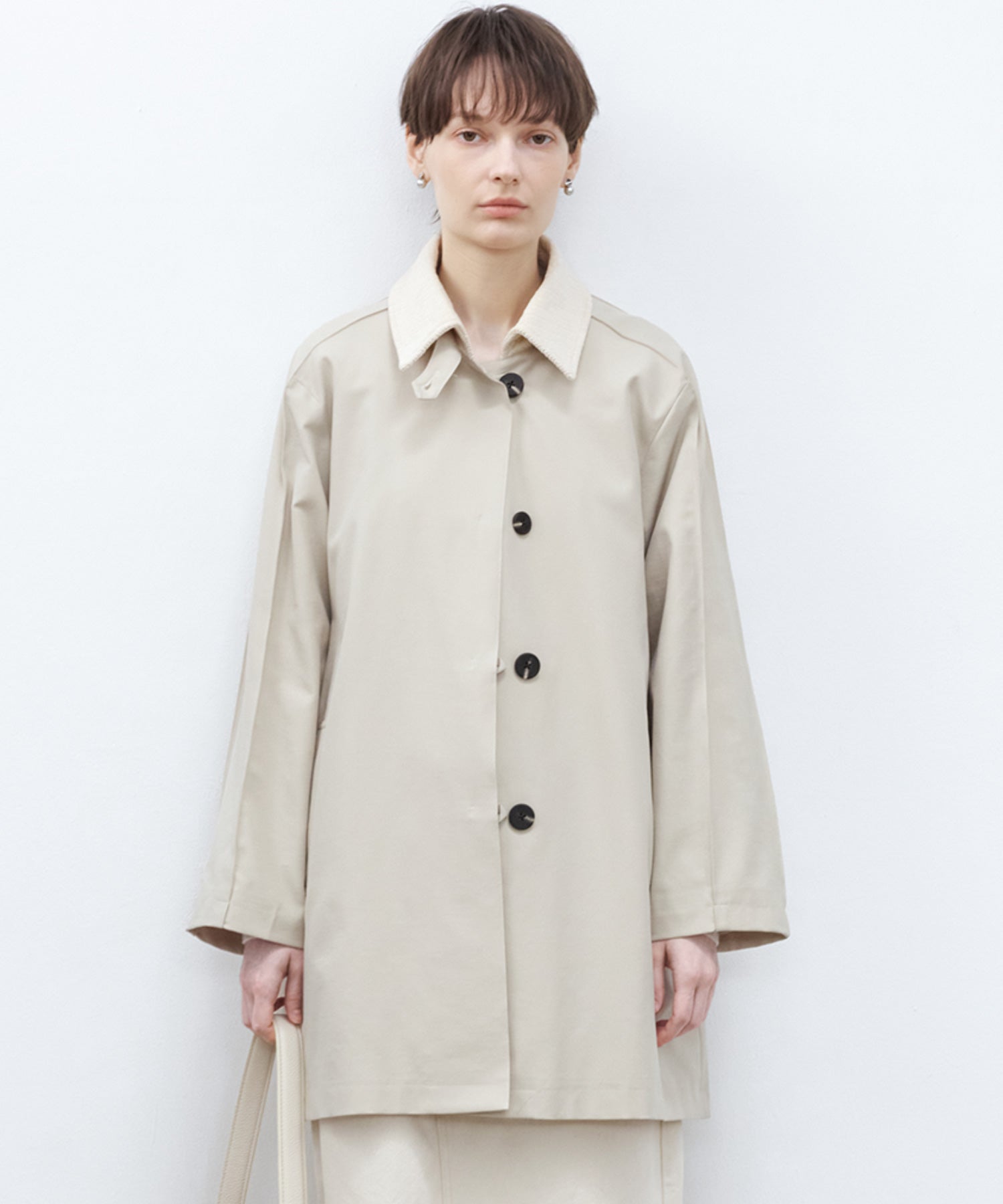 Oversized Corduroy Color-Block Long Coat