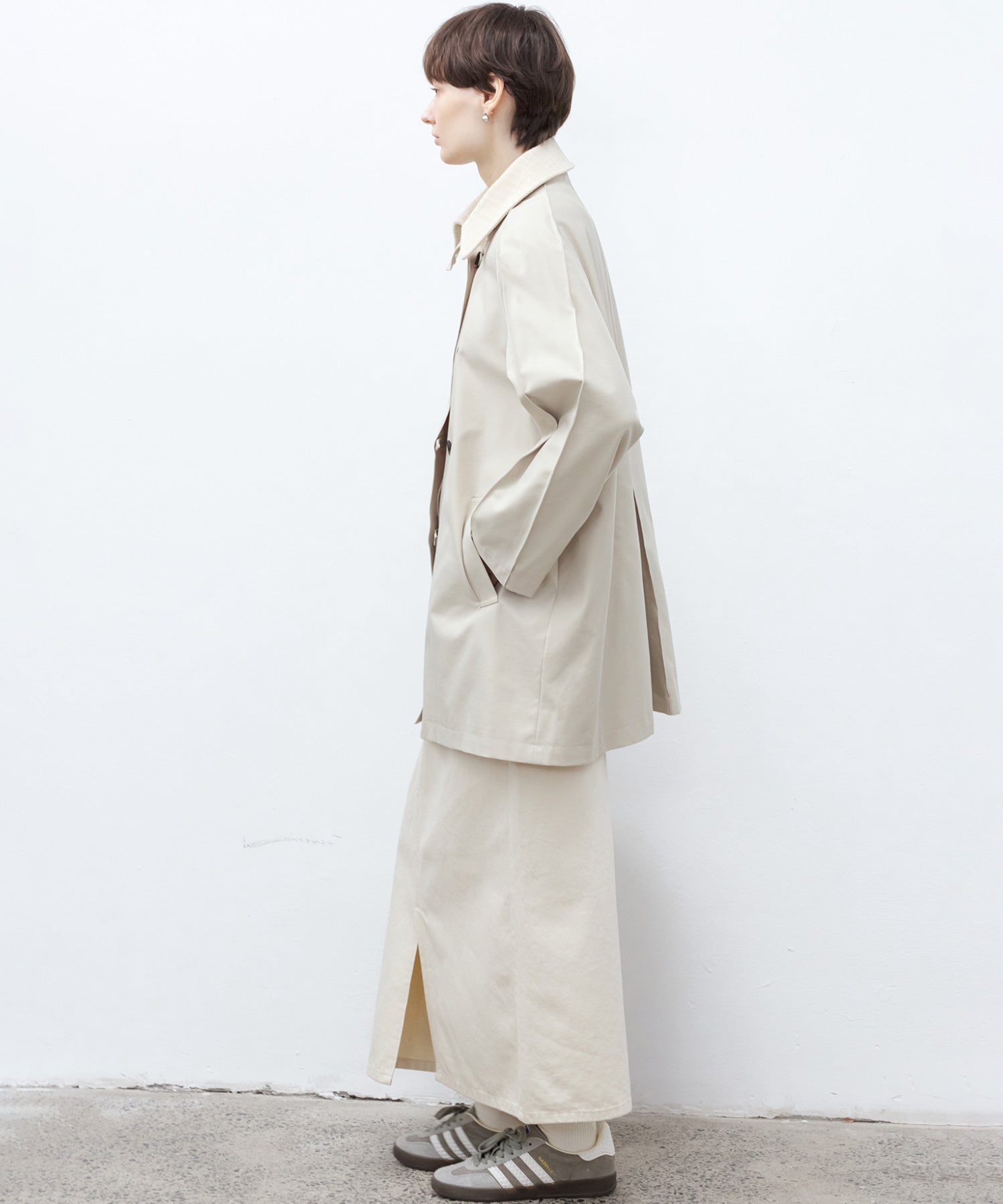 Oversized Corduroy Color-Block Long Coat
