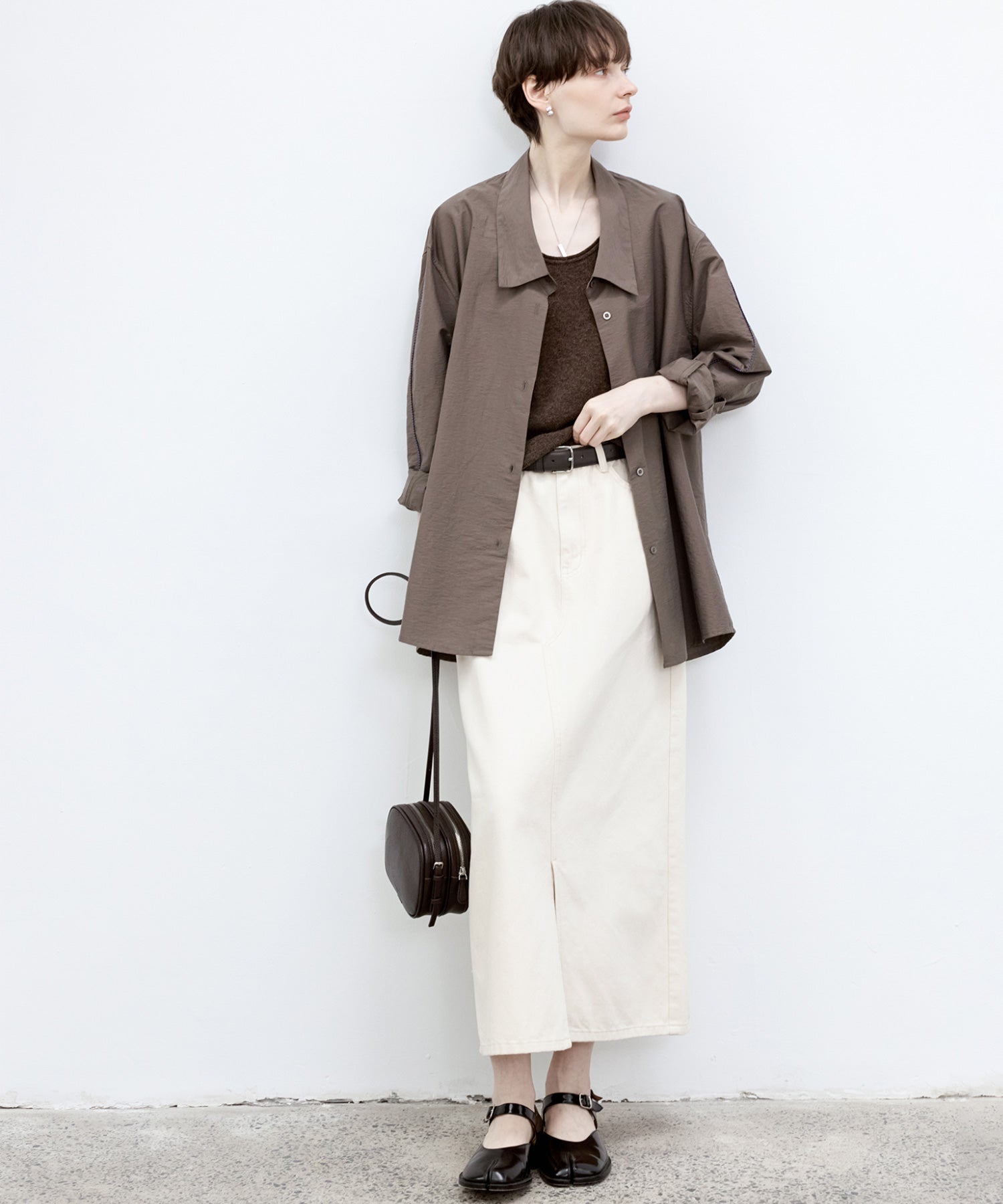 Big Collar Piping Stitch Oversized Shirt