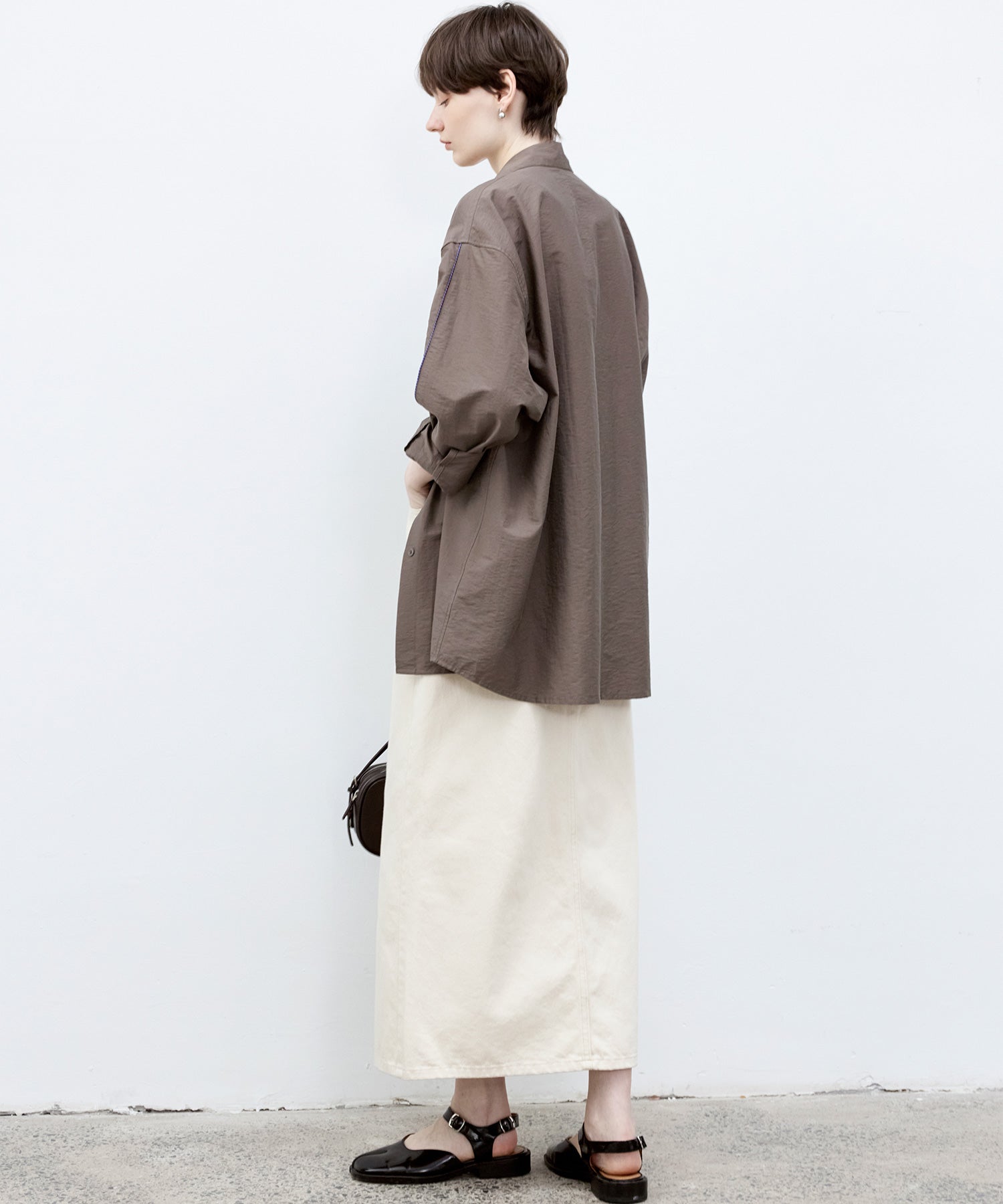 Big Collar Piping Stitch Oversized Shirt