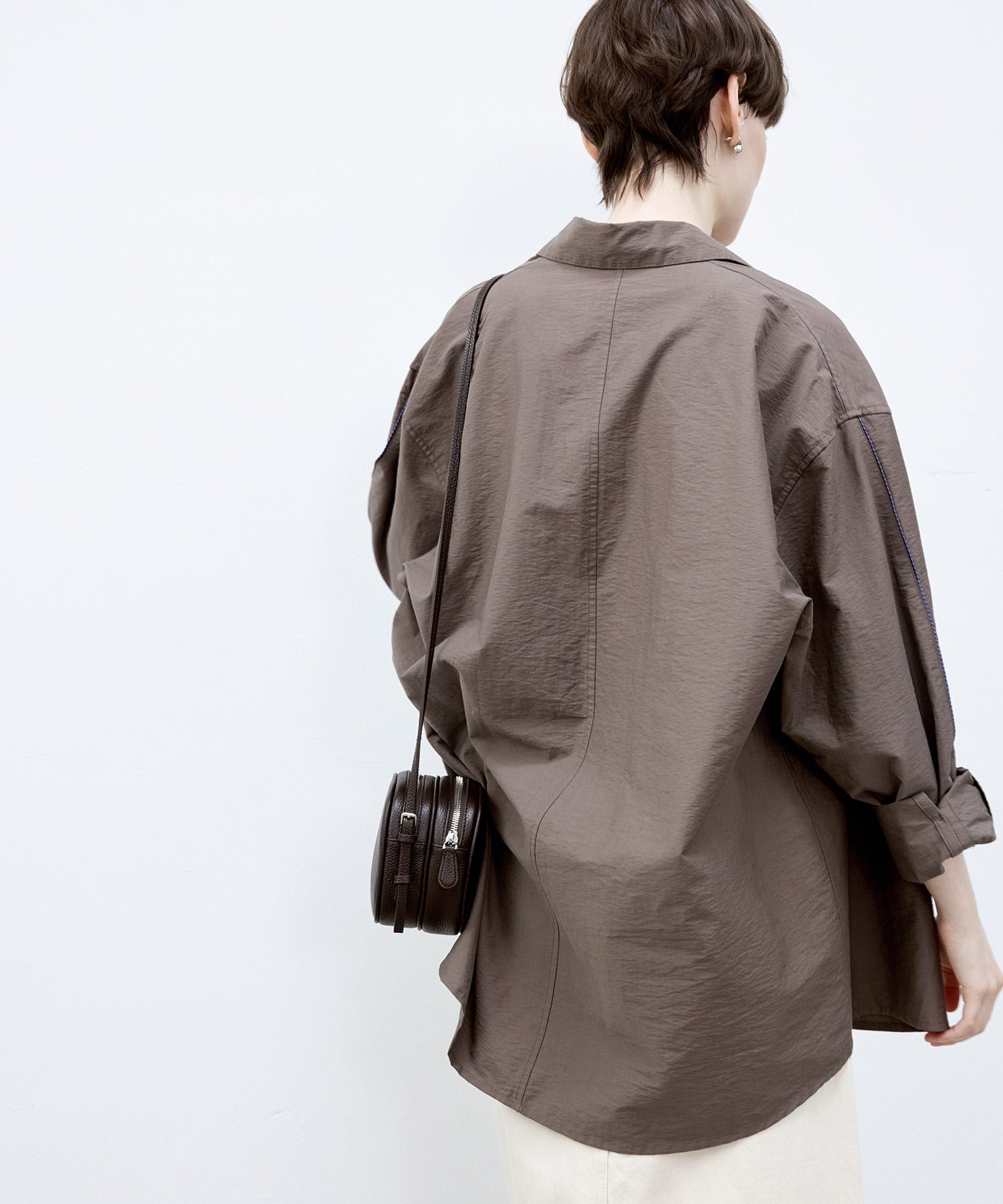 Big Collar Piping Stitch Oversized Shirt