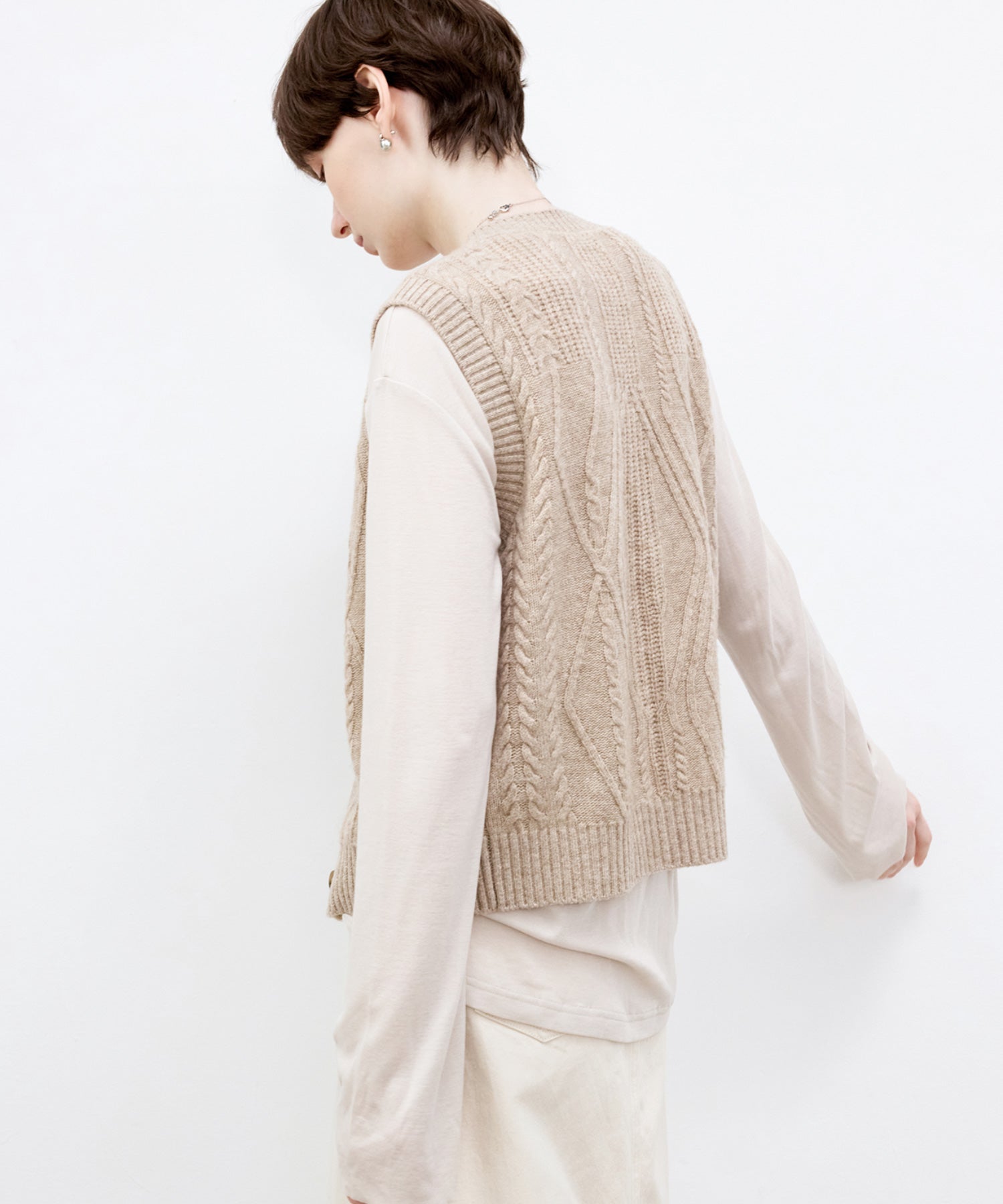Wool Cable-Knit Vest