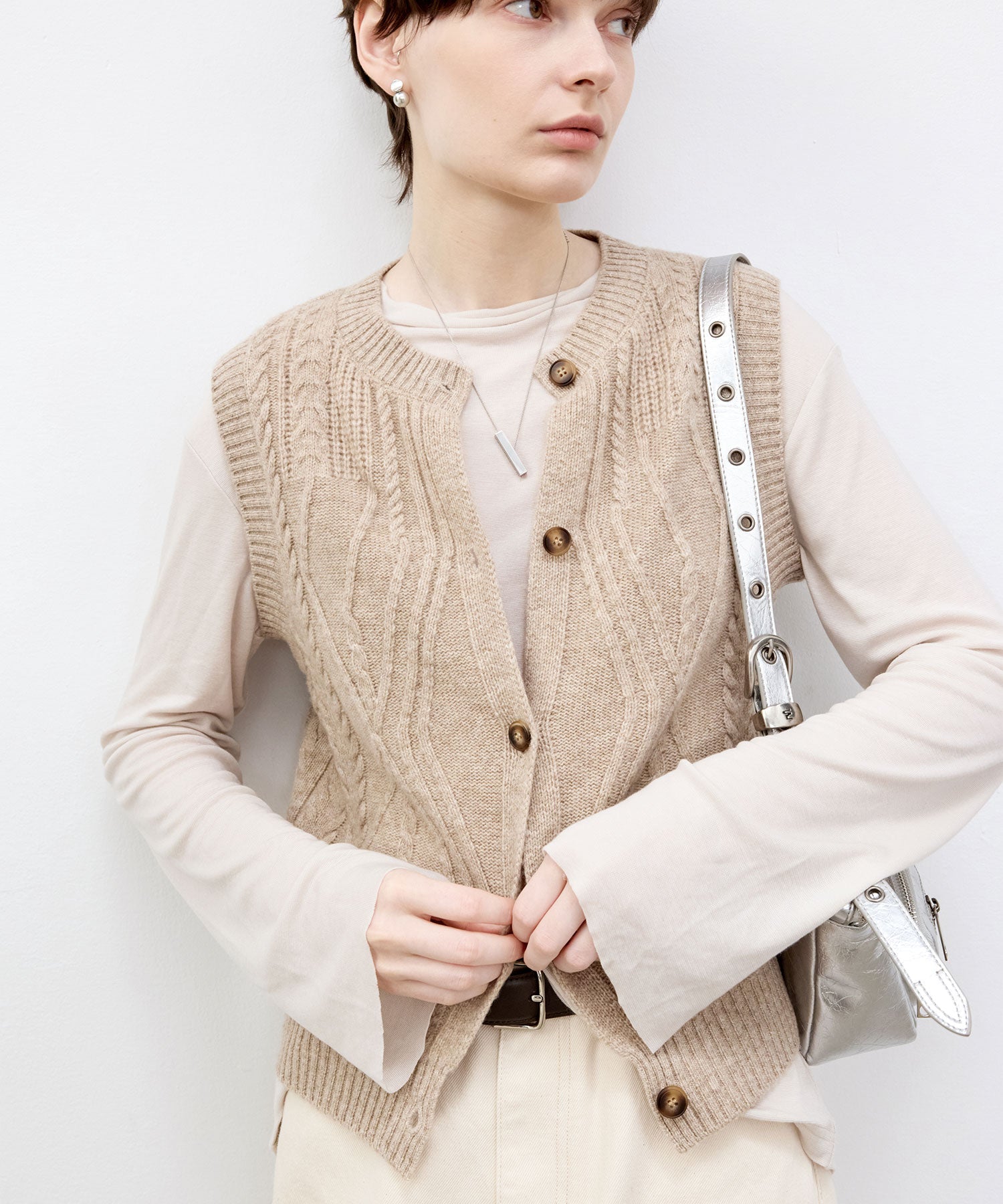 Wool Cable-Knit Vest