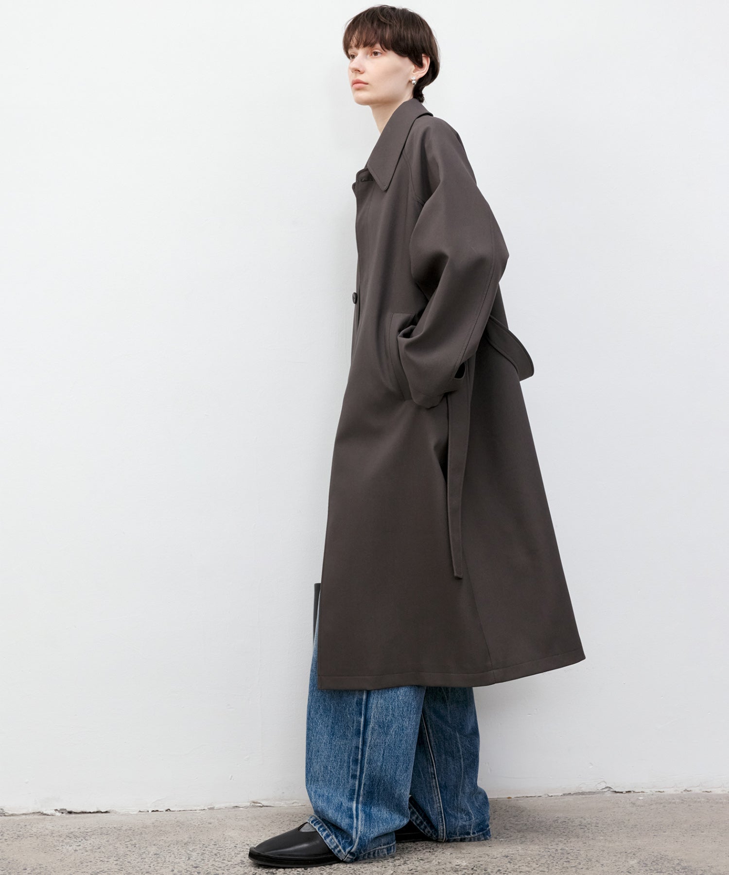 Clean-Cut Longline Coat with Belt – Easy Care Design