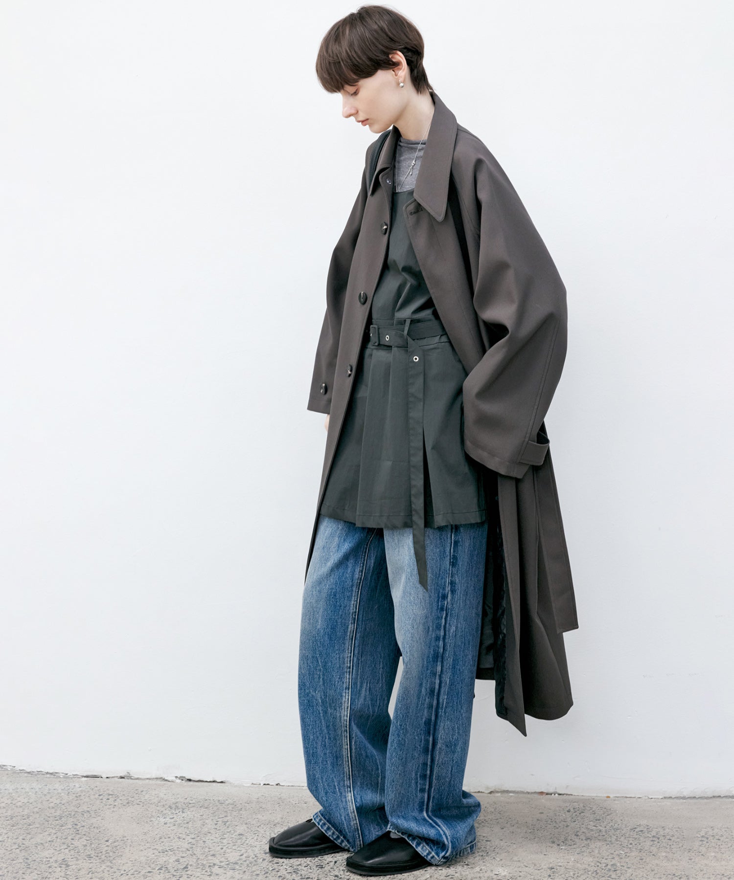 Clean-Cut Longline Coat with Belt – Easy Care Design