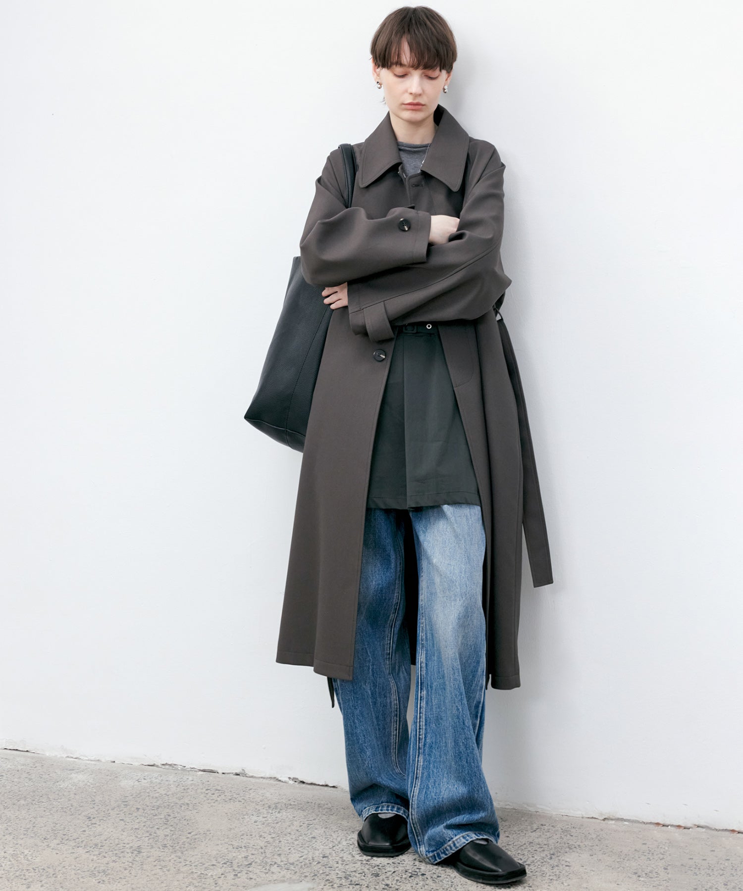 Clean-Cut Longline Coat with Belt – Easy Care Design