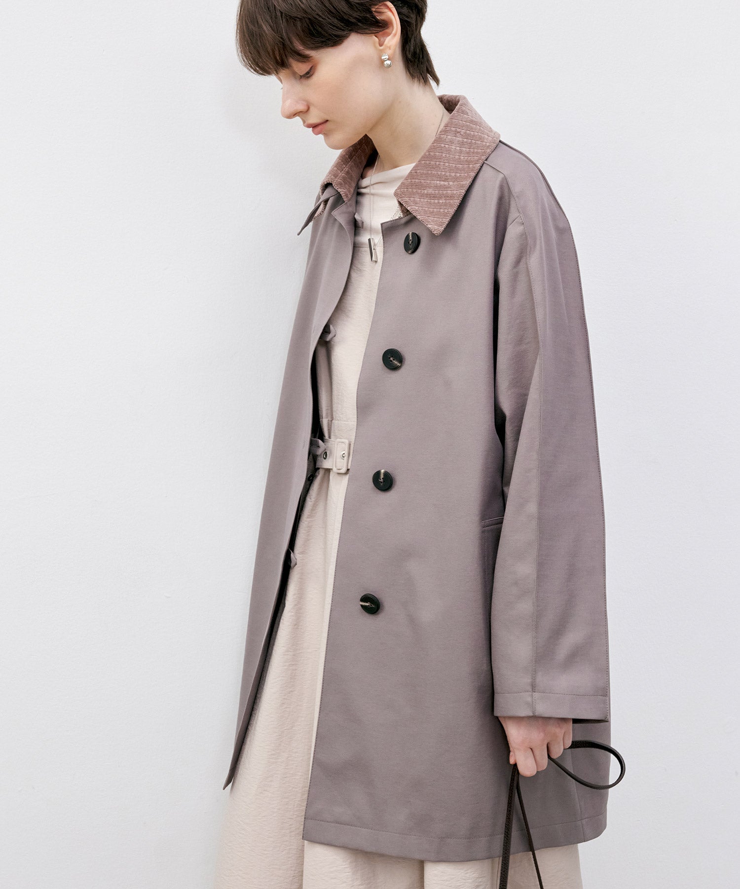 Oversized Corduroy Color-Block Long Coat