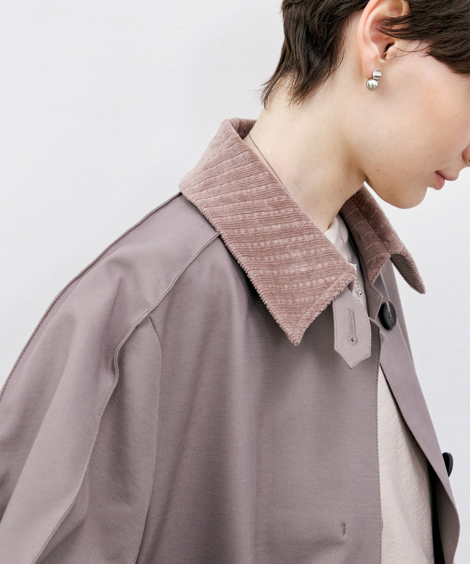 Oversized Corduroy Color-Block Long Coat
